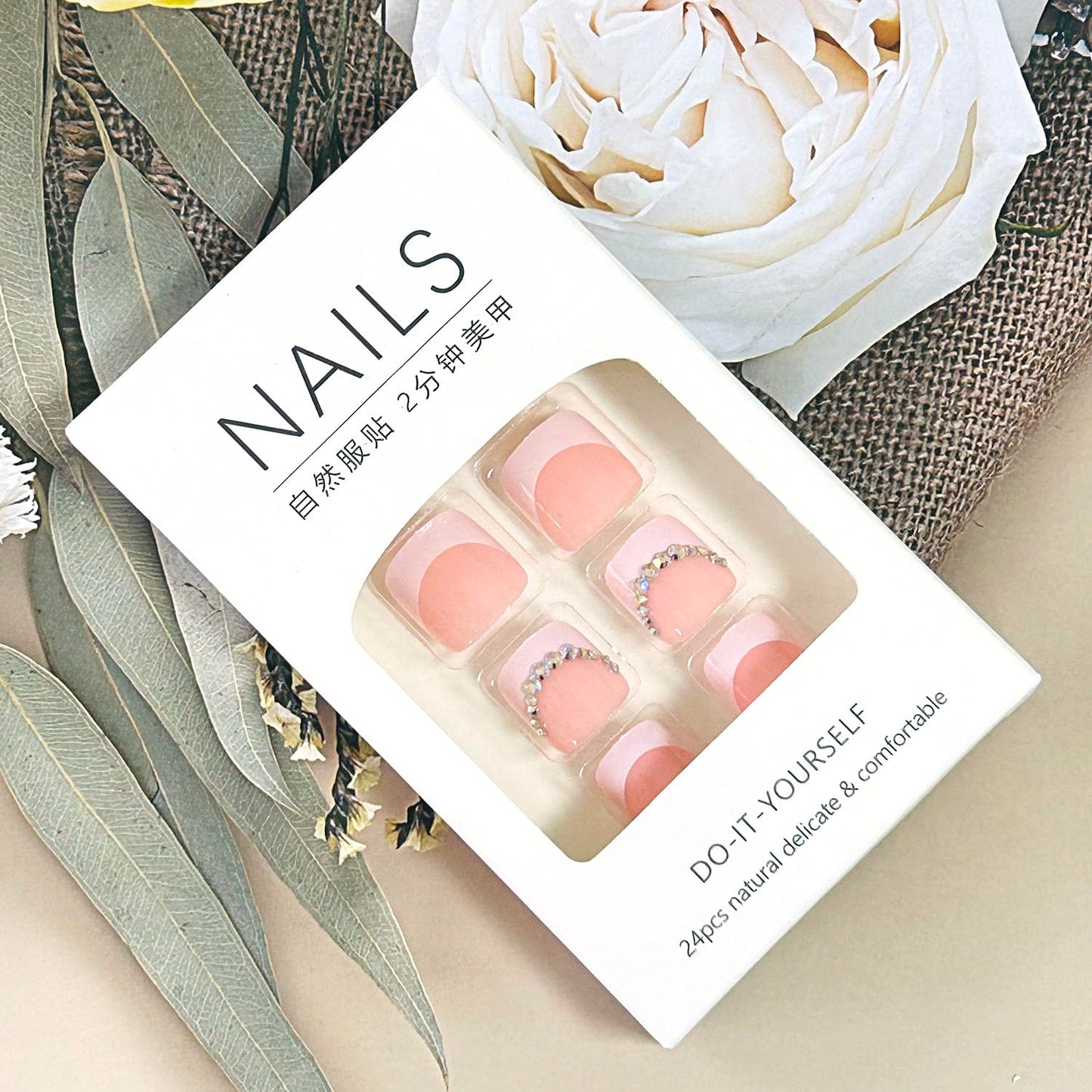 FIEONCIY Press on Toenails with Designs Acrylic Fake Nails for Toe Artificial False Nails with Charms Press on Toe Nails for Spring Summer Stick on Toenails for Women Girls(WSJ2546)