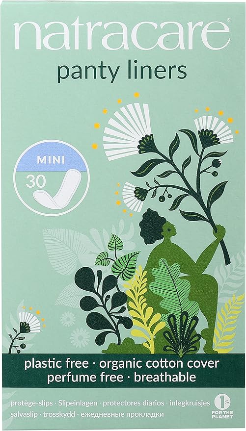 Natracare Natural Organic Mini Panty Liners, Made with Certified Organic Cotton, Ecologically Certified Cellulose Pulp and Plant Starch (10 Pack, 300 Liners Total)…