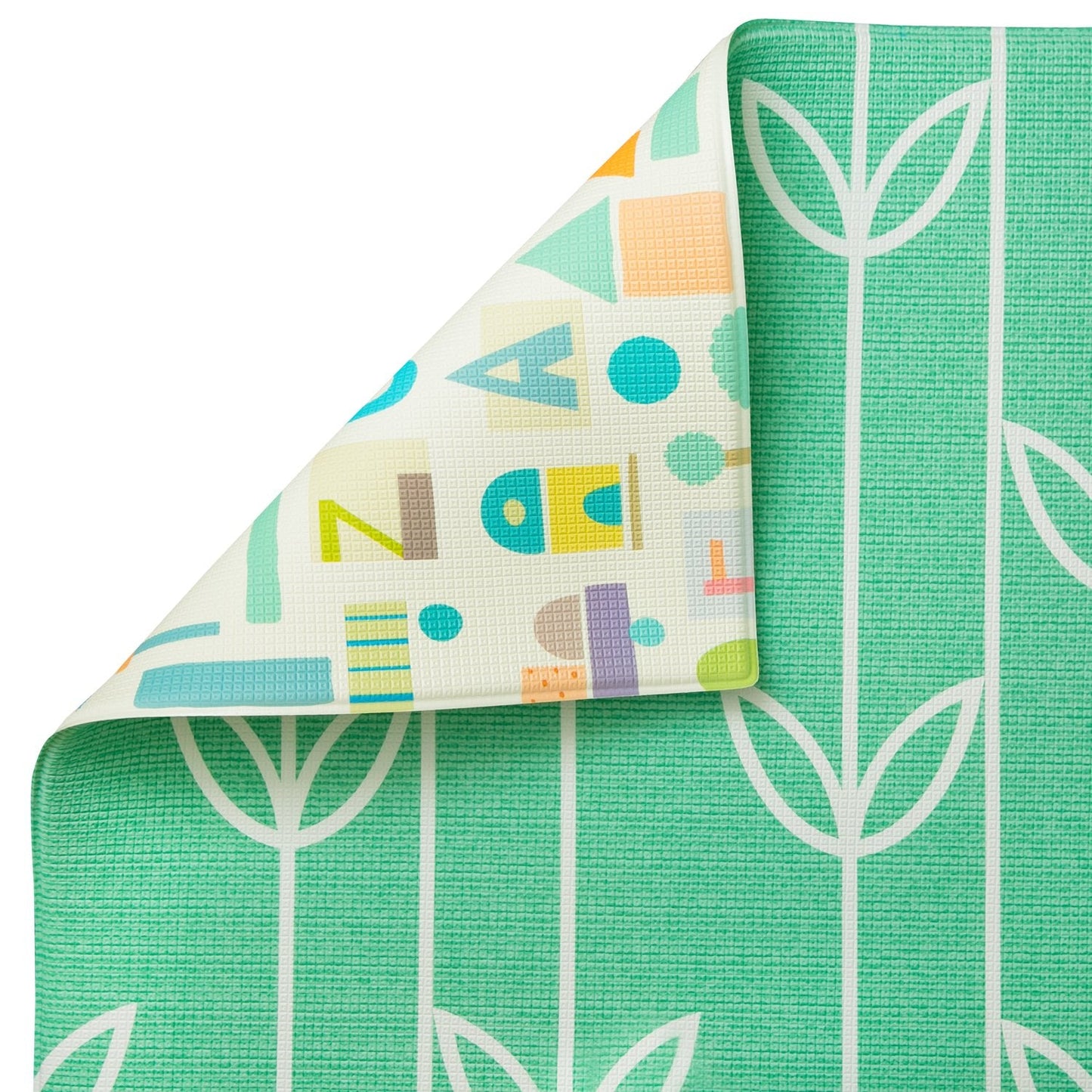 Baby Care Play Mat (Large, Sea Petals - Green) Original One-Piece Reversible Rollable Waterproof Play Mat for Infants, Babies, Toddler, and Kids