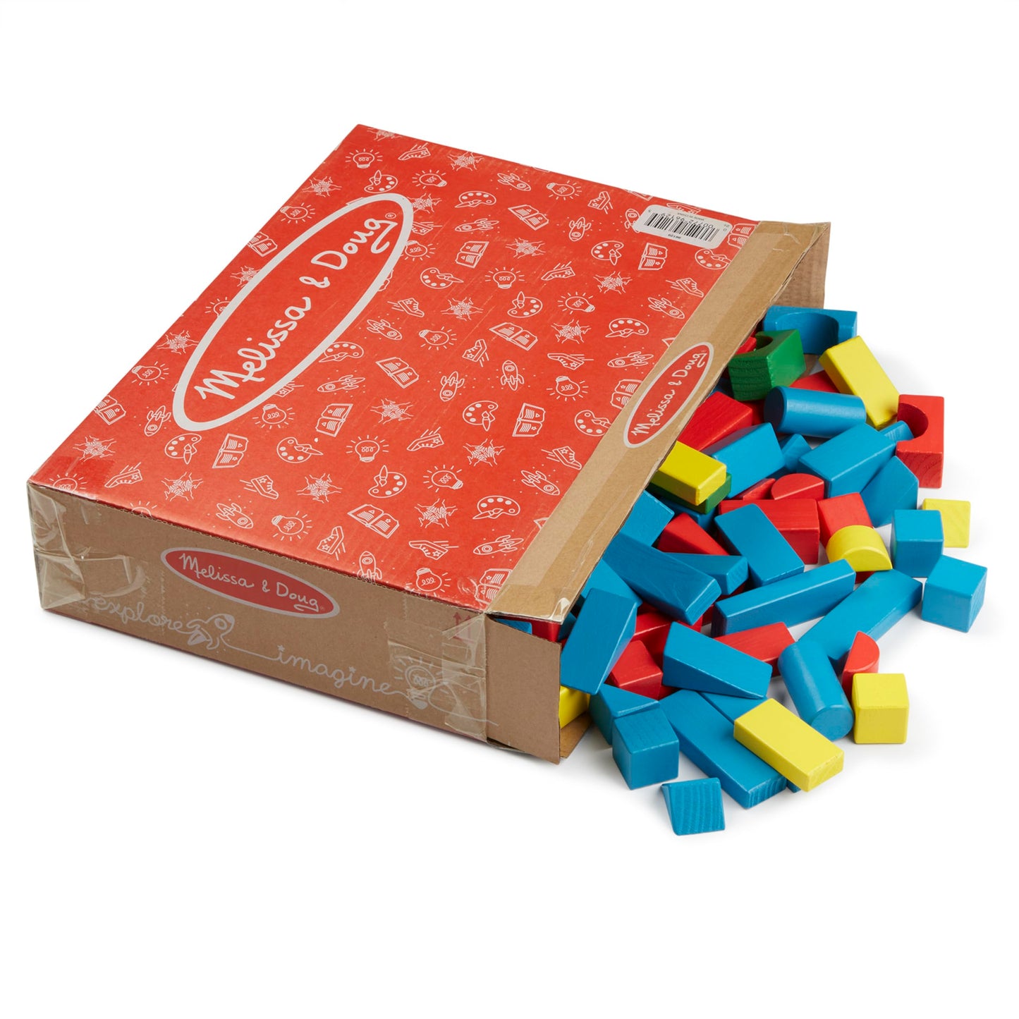 Melissa & Doug Wooden Building Block Set - 200 Blocks in 4 Colors & 9 Shapes