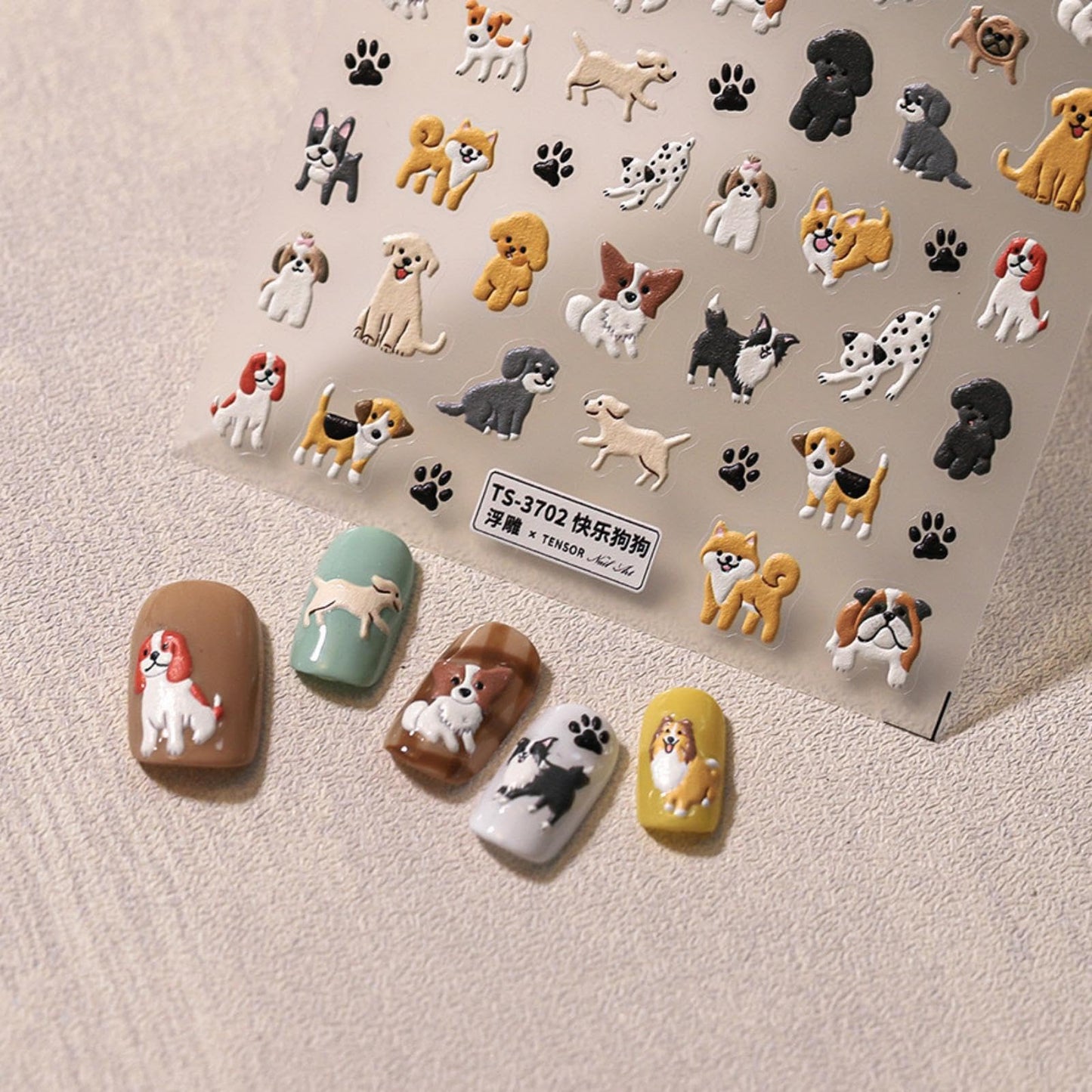 Dog Nail Stickers 5D Embossed Dog Nail Decals Luxury More Than 50 Pattern Design Nail Art Stickers Self-Adhesive Nail Art Accessories Animal Nail Supplies for Women Manicure