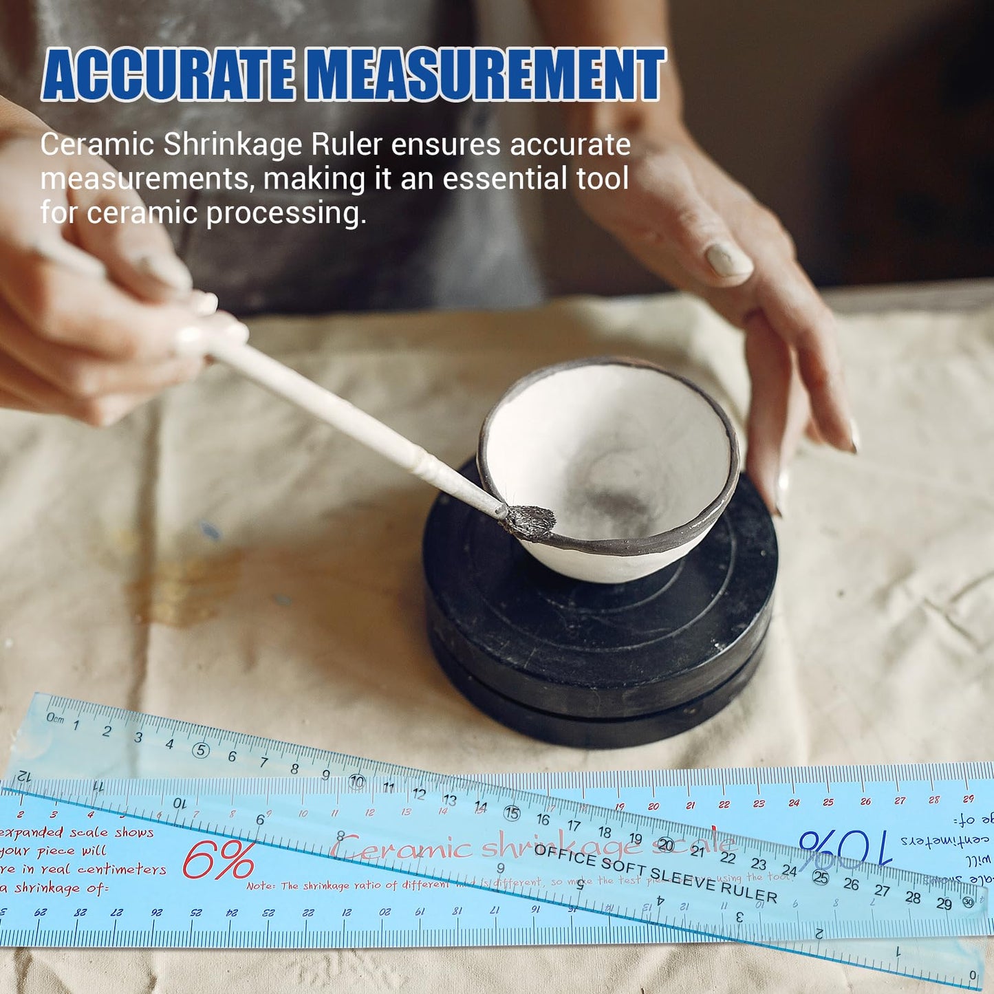 2PCS Clay Shrinkage Ruler Set - Dual Scale Measuring Tool for Pottery, Accurately Calculate Ceramic Shrinkage Before Firing for Potters, Sculptors Art Classes