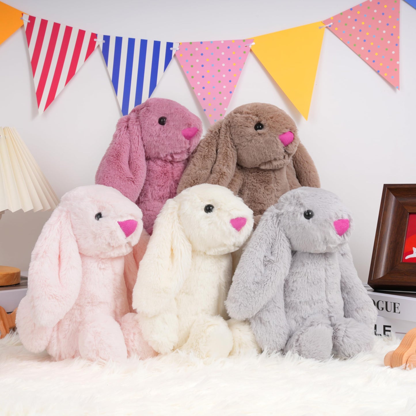 shiguangji Bunny Stuffed Animal Plush Toy 11.8 in, Soft Rabbit Plush for Babies and Toddlers, Cuddly Bunny Toy for Nursery Decor and Easter Gift (White)