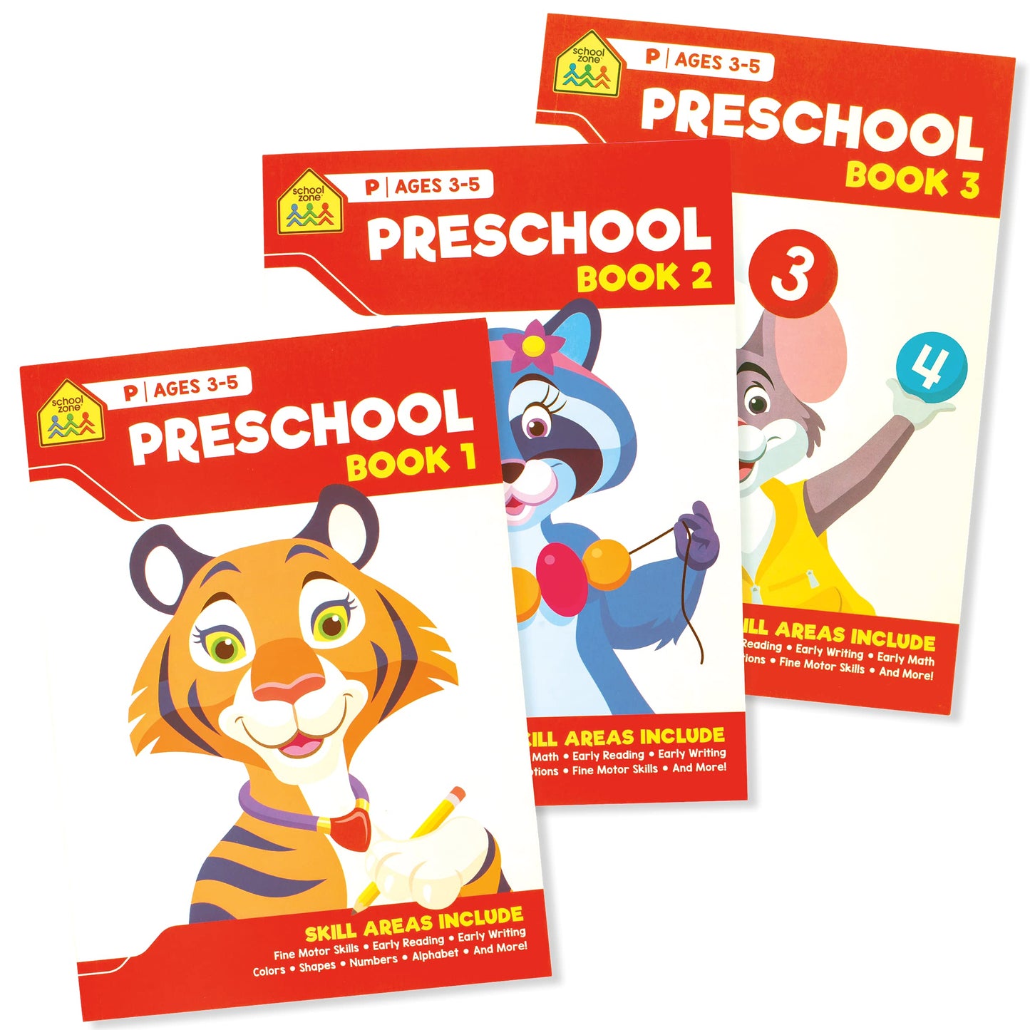 School Zone Preschool Learning Kit: Workbooks, Flash Cards, Early Reader Books & Educational Games Set, Reading, Writing, Math, Homeschool Curriculum, Kindergarten Readiness, Ages 3+