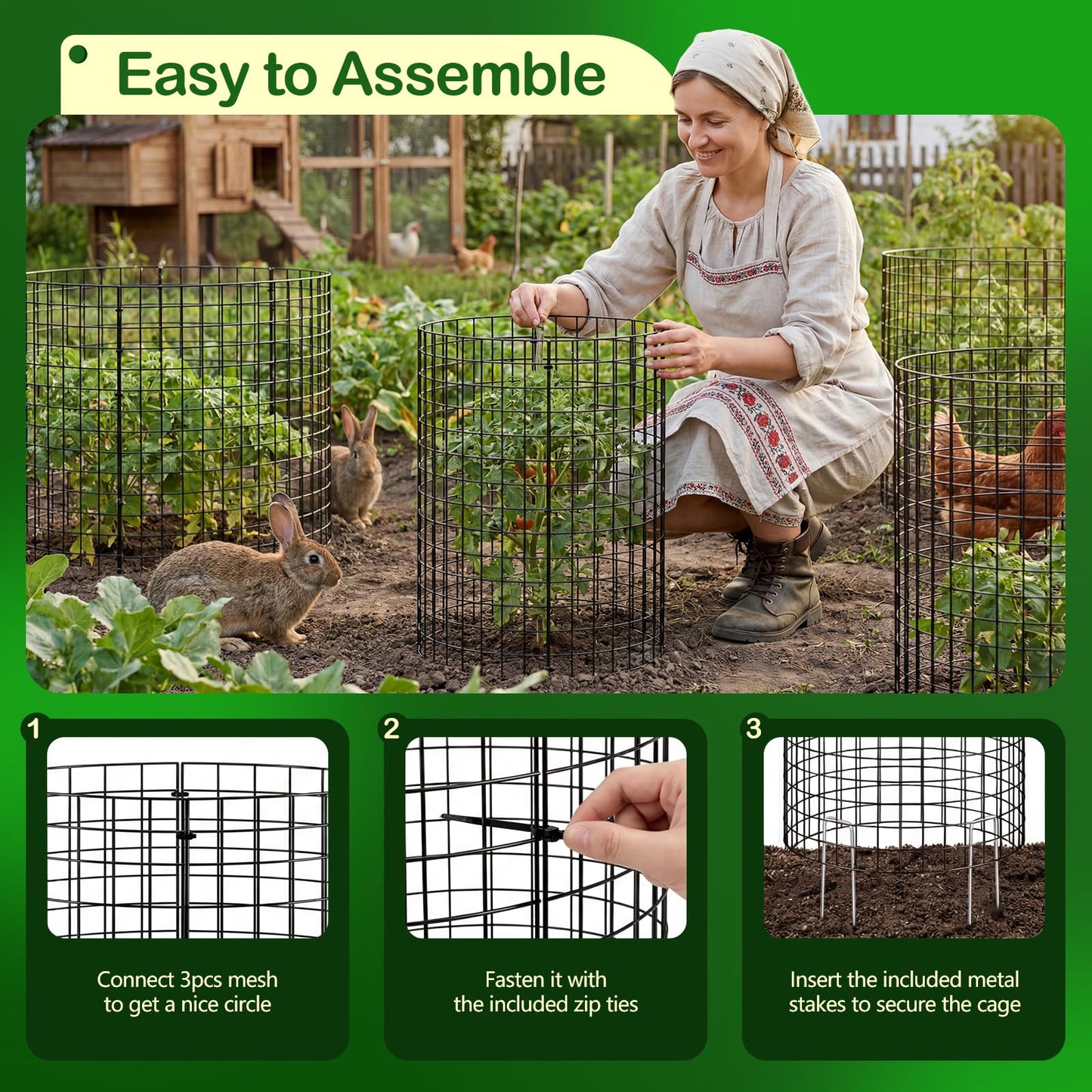 10 Pack Plant Protector from Animals, Wire Mesh Plant Cages for Garden – Sturdy Metal Plant Protectors to Keep Rabbits, Squirrels, and Animals Out– Ideal for Flowers, Outdoor Plants (13'' x 13'')