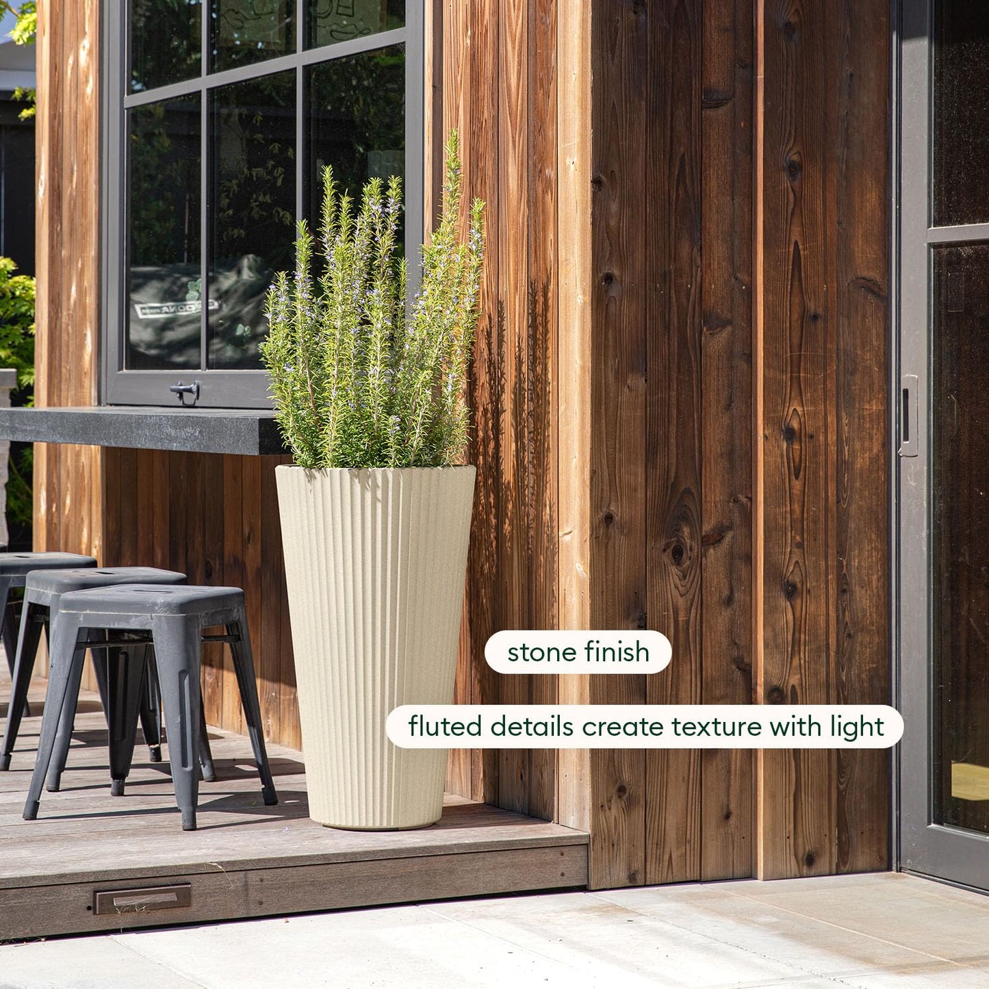 Veradek Demi Series Tall Planter for Porch, Patio, Backyard | Durable Plastic-Stone Composite Material | Modern Décor for Tall Plants, Grasses