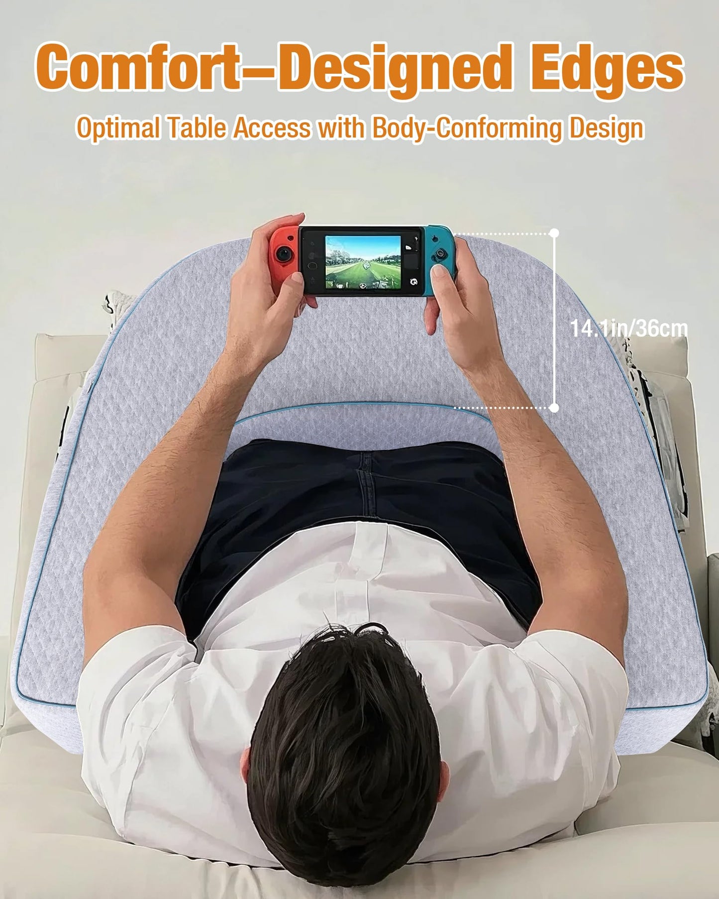 ASIEIT Extra Large Reading Pillow for Game, Ergonomic Laptop Pillow for Adults, Memory Foam Lap Desk Gaming Pillow for Reading, Working, Switch Gaming, Crocheting or Sitting in Bed, Floor Sofa