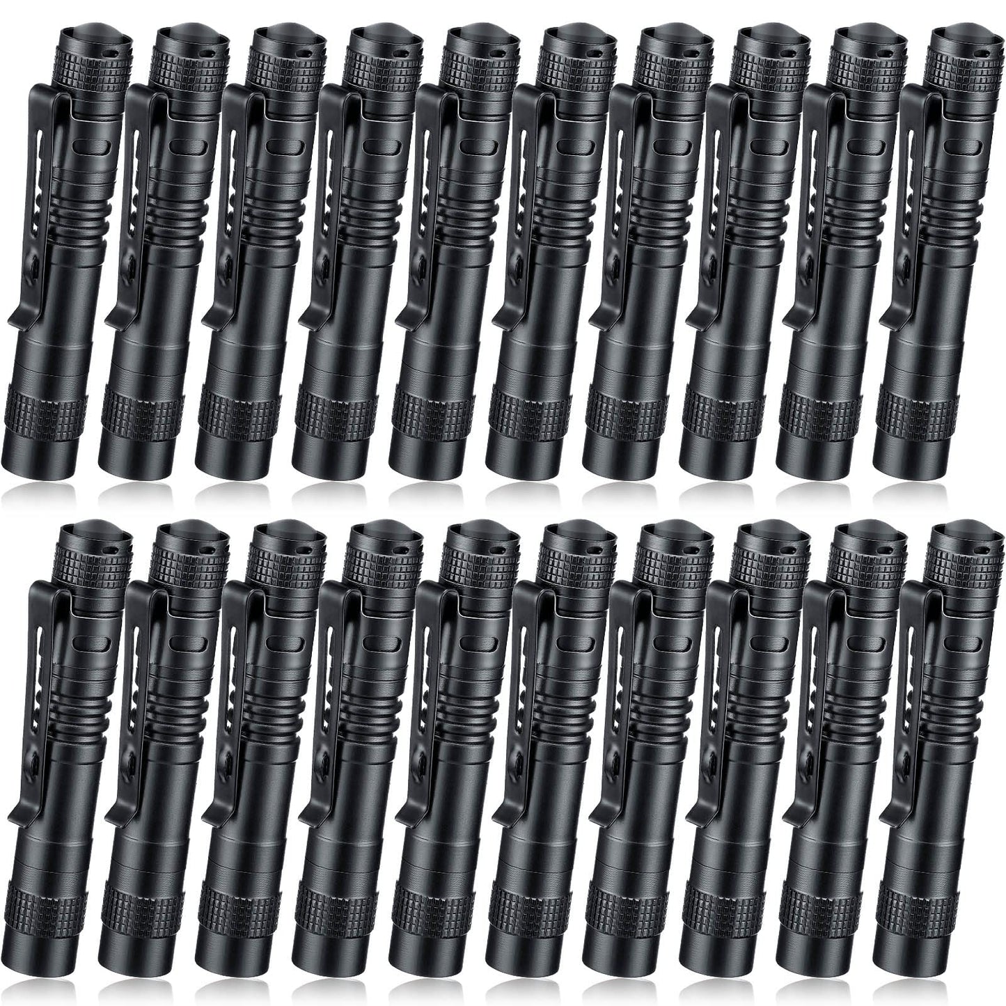 Hortsun 20 Pcs Mini Pen Light Flashlights Father Day Gifts for Men Pocket Flashlights Pen with Clip Small LED Handheld Slim Torches Without Battery(3.54 Inch,Black)
