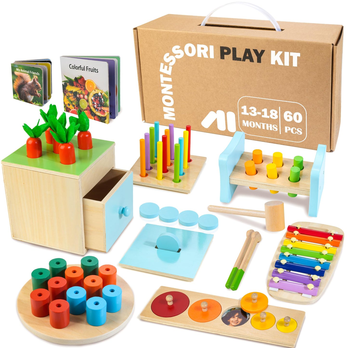 WOODMAM Montessori Educational Box for Baby Toddler