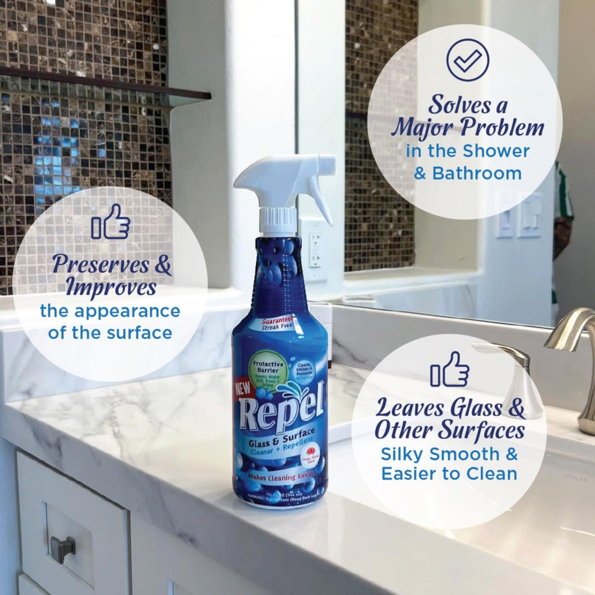 New REPEL Glass and Surface Cleaner with Barrier Technology (384 Fl Oz )
