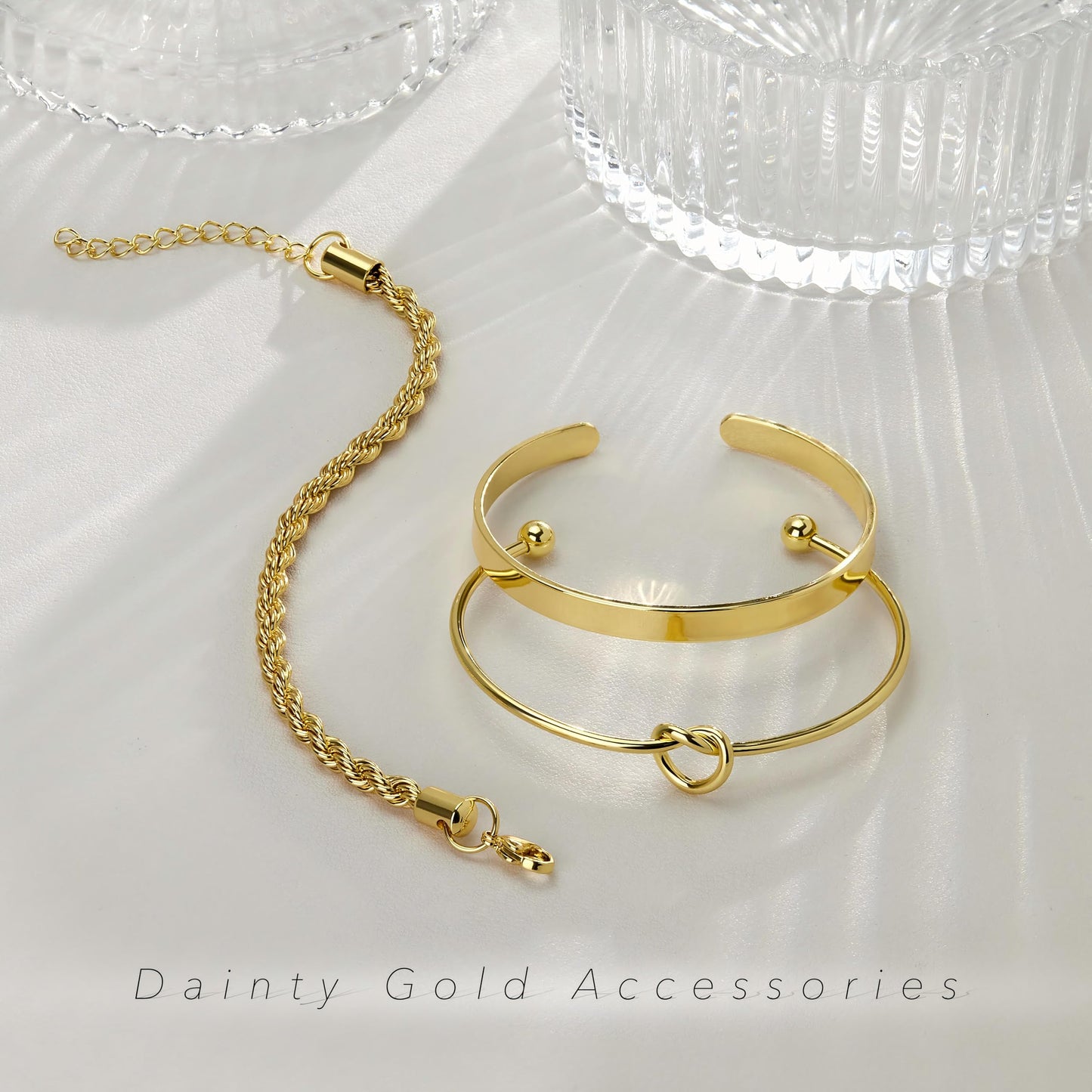 Poxtex Gold Bangle Bracelets Stack for Women, Gold Cuff Link Chain Bracelets, Trendy Waterproof Jewelry Gifts Adjustable