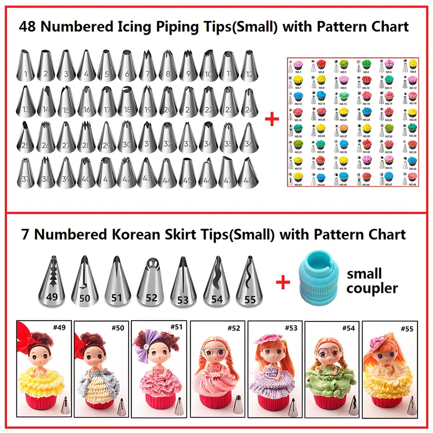 ANSLYQA Cake Decorating Kit, 340 Pcs with Cake Turntable, Leveler, 55 Numbered Icing+Skirt Tips, 2 Spatulas, 3 Scrapers, 2 Couplers, 100 Pastry Bags, 100 Cupcake Liners & More Baking Tools, (Blue)