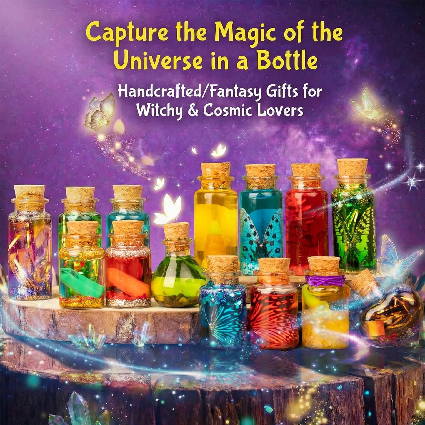 Alritz Fairy Potions Kit for Kids - Magic Potion Making Kit 20 Bottles, Glitter Crystals, Birthday Gifts for Girls 6 7 8 9 10 11 12 Year Old, Creative Craft Indoor Activity Party