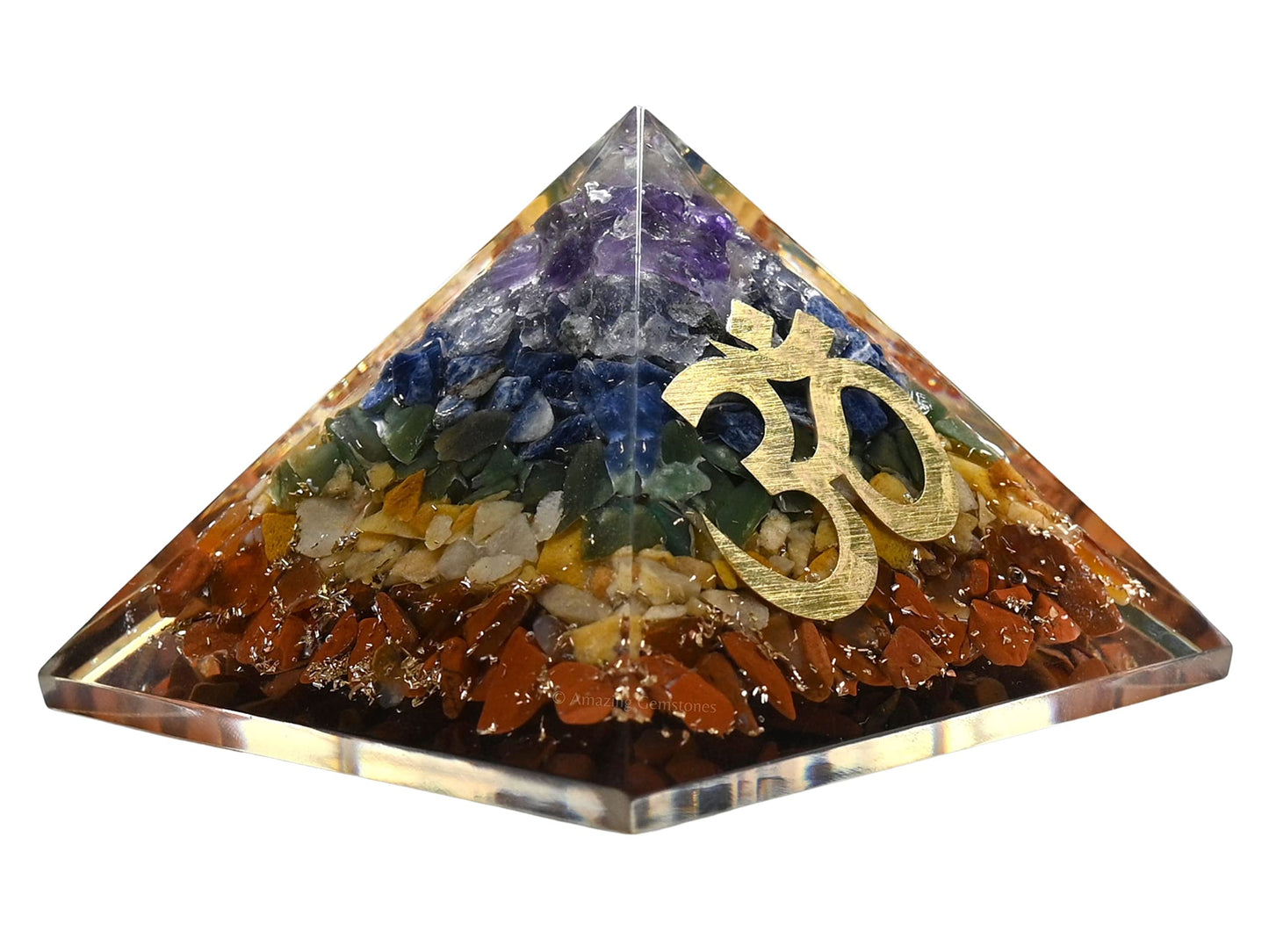 Amazing Gemstone Large Orgone Pyramid | Natural Chakra Pyramid Crystal | OM Orgonite Pyramid | Organ Pyramids Positive Energy Healing