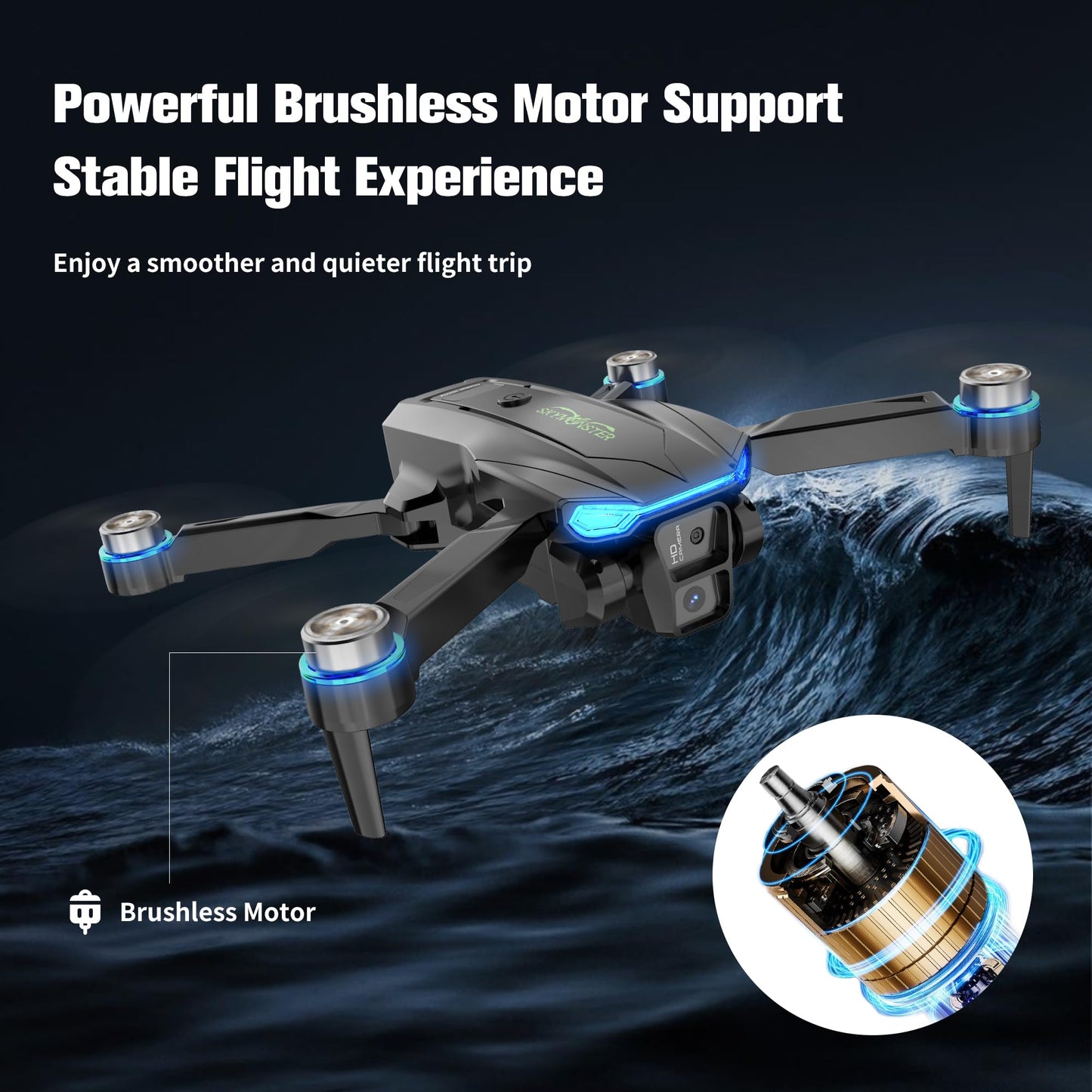 SKYMONSTER RC Drone,Drones 1080P HD Camera,3PC Batteries, FPV Foldable Drone With Brushless Motor,FPV Foldable RC Quadcopter, Real-Time Battery Display, Toys With Gift Box