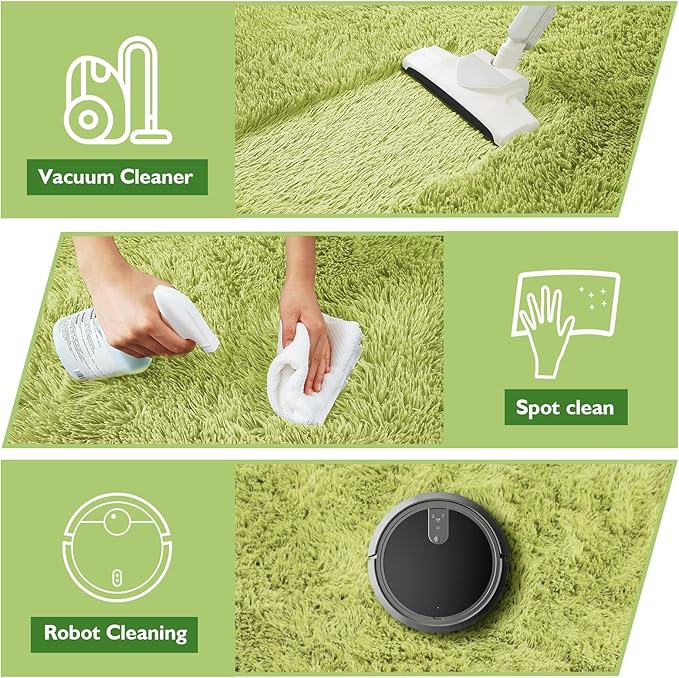 Shag Area Rug for Bedroom 5x8,Grass Green Fluffy Area Rugs for Living Room,Soft Fuzzy Rug Non-Shedding Indoor Plush Carpet for Kids Bedroom Nursery Dorm Home Decor