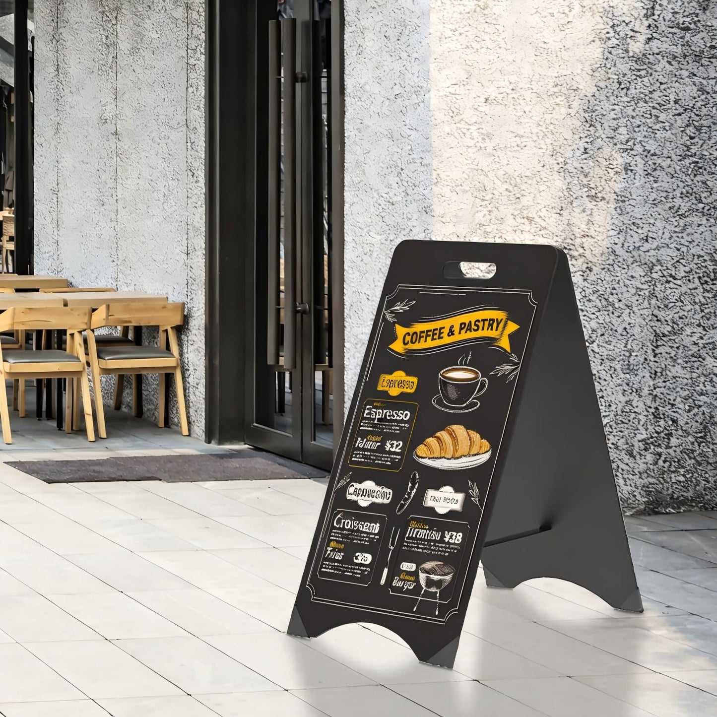 A-Frame Chalkboard Sign Large 15" x 30" Sandwich Chalkboard Double Sided Sidewalk Signs Outdoor Foldable Blackboard Menu Display for Weddings, Restaurant, Business