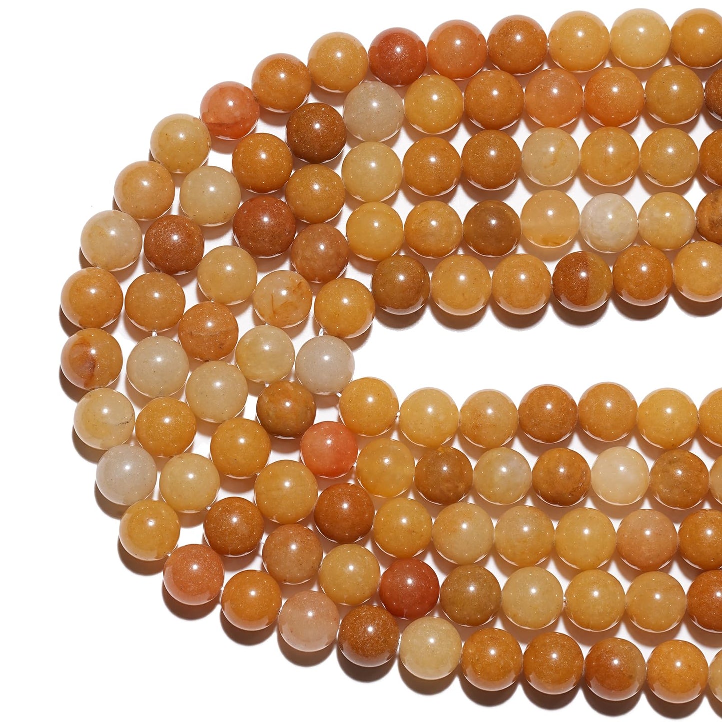 8mm Natural Yellow Jade Gemstone Beads Polished Round Smooth Stone Beads for Bracelets Jewelry Making 15inch Loose Beads