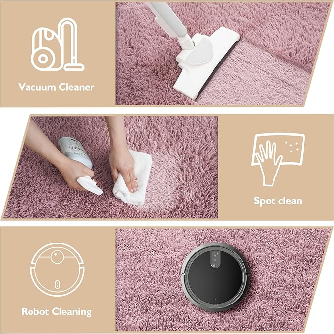 Shag Area Rug for Bedroom 3x5,Blush Fluffy Area Rugs for Living Room,Soft Fuzzy Rug Non-Shedding Indoor Plush Carpet for Kids Bedroom Nursery Dorm Home Decor