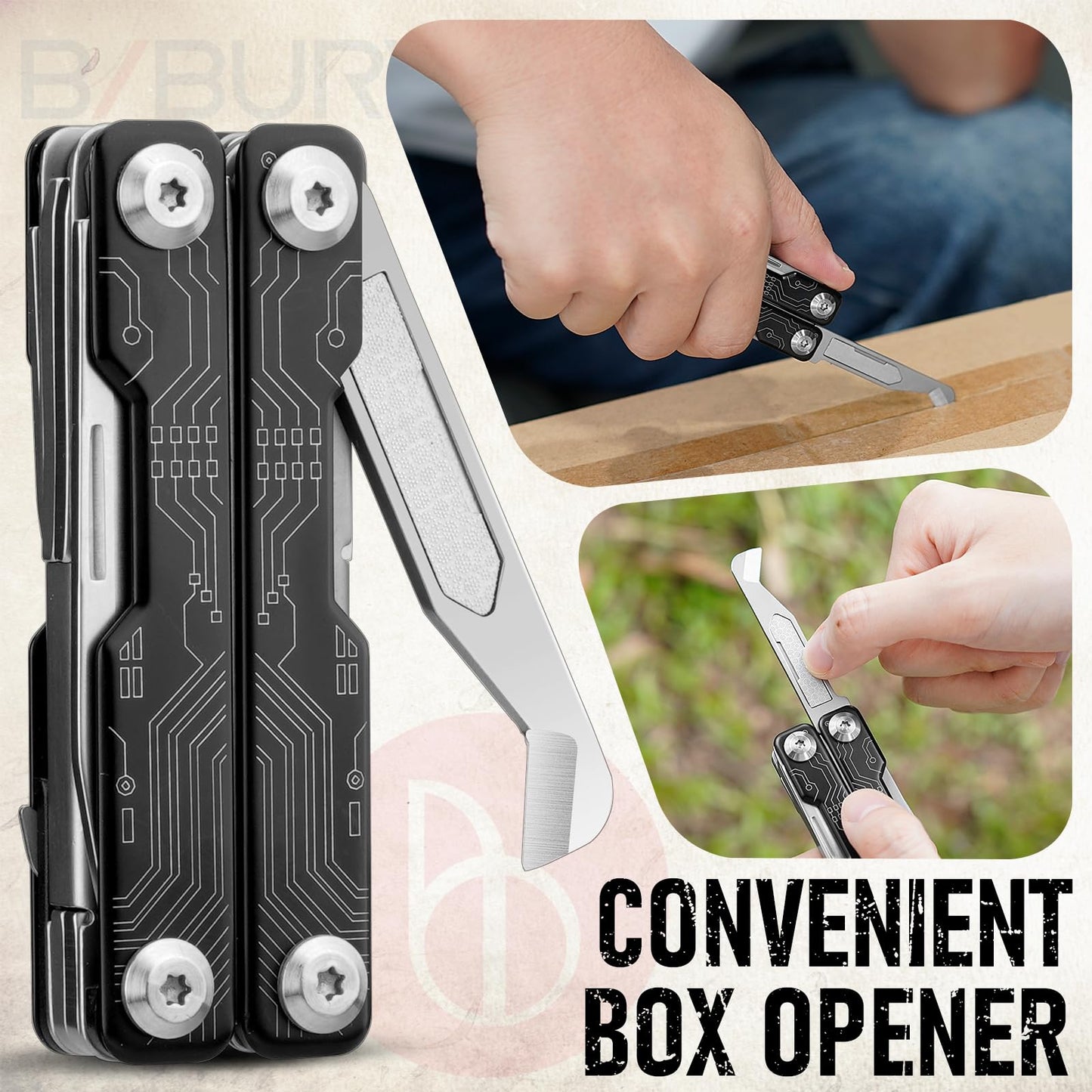BIBURY Mini Keychain Multitool Scissors B12062B, 9 in 1 Multitool EDC Scissors with Screwdriver, Bottle Opener, Pocket Knife, Spring -Mini Multi Tool for Outdoor, Daily Use, Gifts for Men and Women