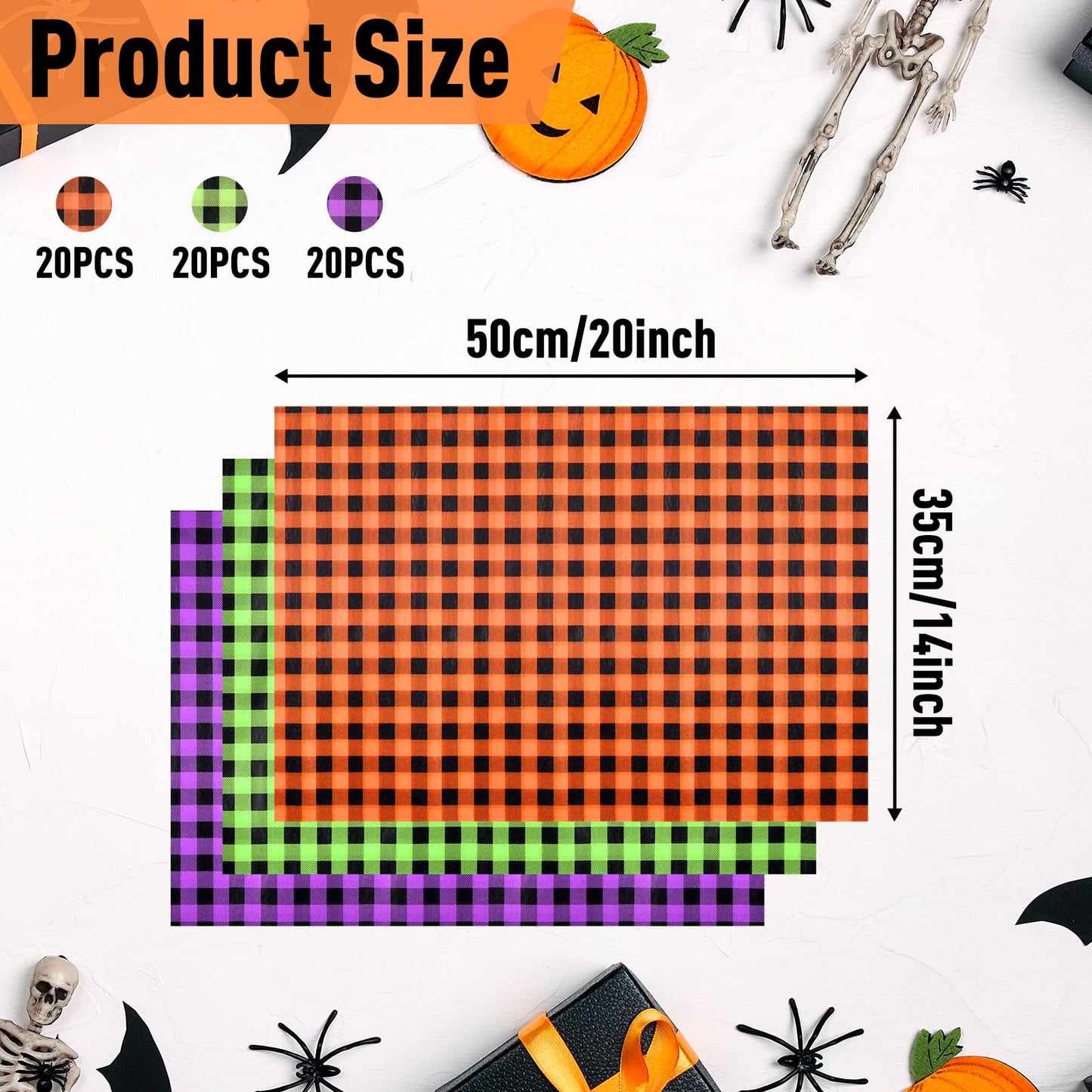 NEBURORA 100 Sheets Blue Tissue Paper Bundles 60 Sheets Halloween Tissue Paper