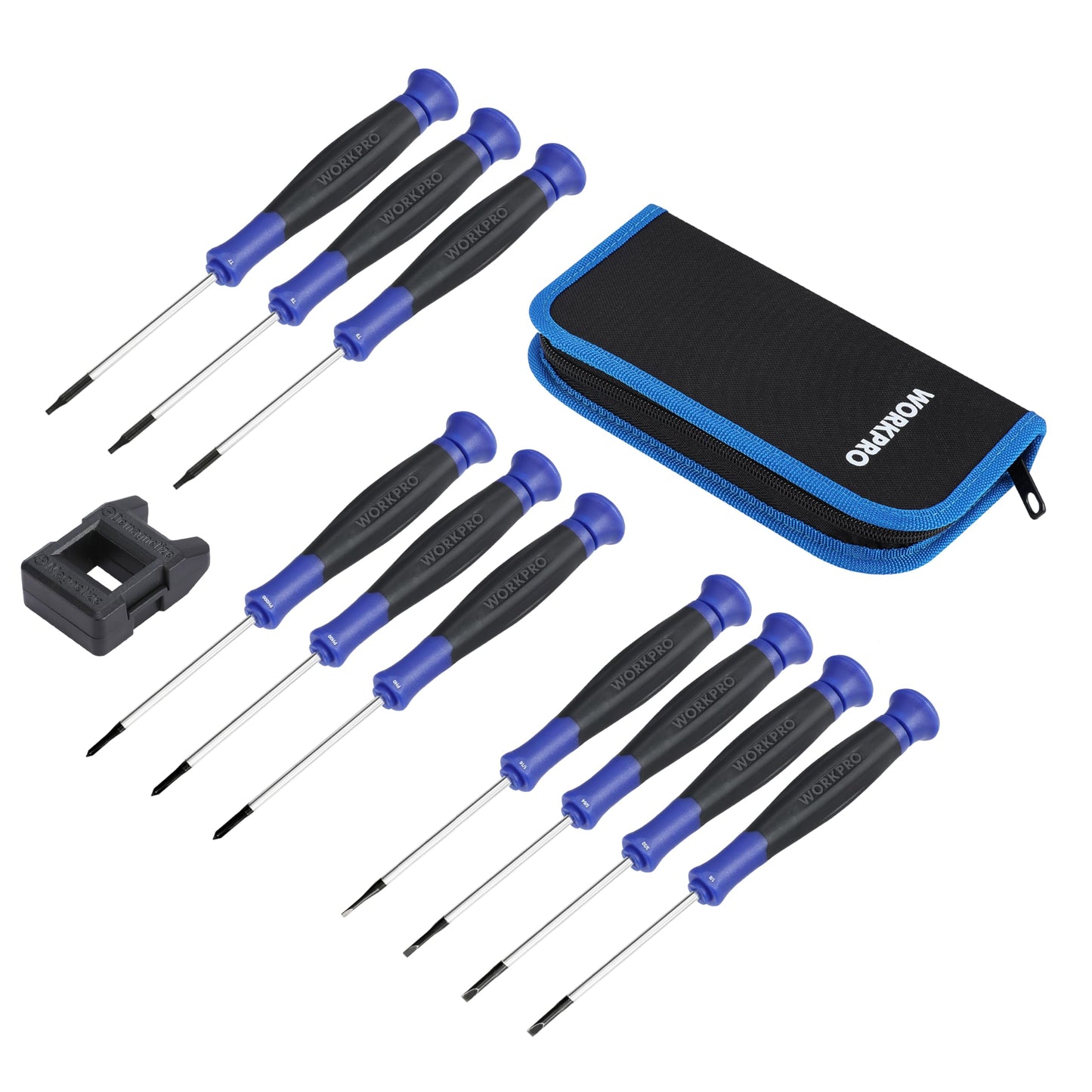WORKPRO 10-Piece Precision Screwdriver Set with Pouch, Magnetic Small Screwdrivers with Phillips, Slotted, Torx Star, Mini Screwdriver Repair Tool Kit for Eyeglass, Watch, Computer, Laptop, Phone