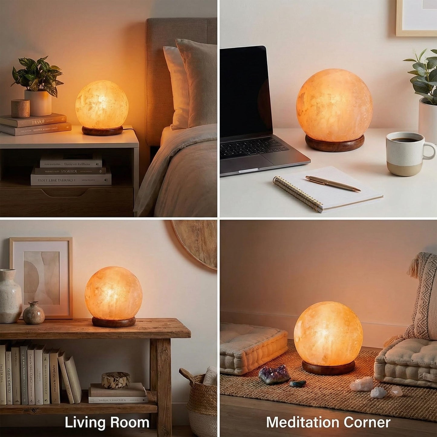 SAF Naturals Himalayan Natural Salt Lamp, Globe Shape, 6 Inch Diameter, with Dimmer Cable