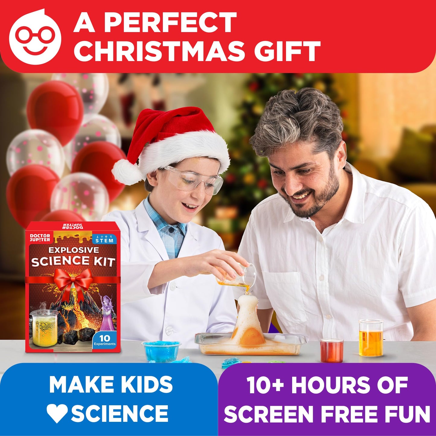 Doctor Jupiter Explosive Science Kit, Chemistry Set for Kids Ages 8-10-12-14 | Birthday Gift Ideas for Boys & Girls 8,9,10+ Years Old | STEM Toy with 10 Experiments | Learning & Educational Projects