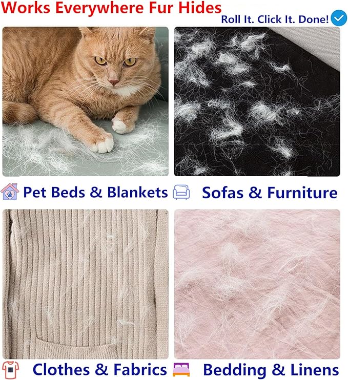 Pawsome Pets Pet Hair Remover Gift Set Reusable Lint Roller Cat and Dog Hair Remover for Furniture, Couch, Carpet, Clothing and Bedding - Portable, Multi-Surface Fur Removal Tool