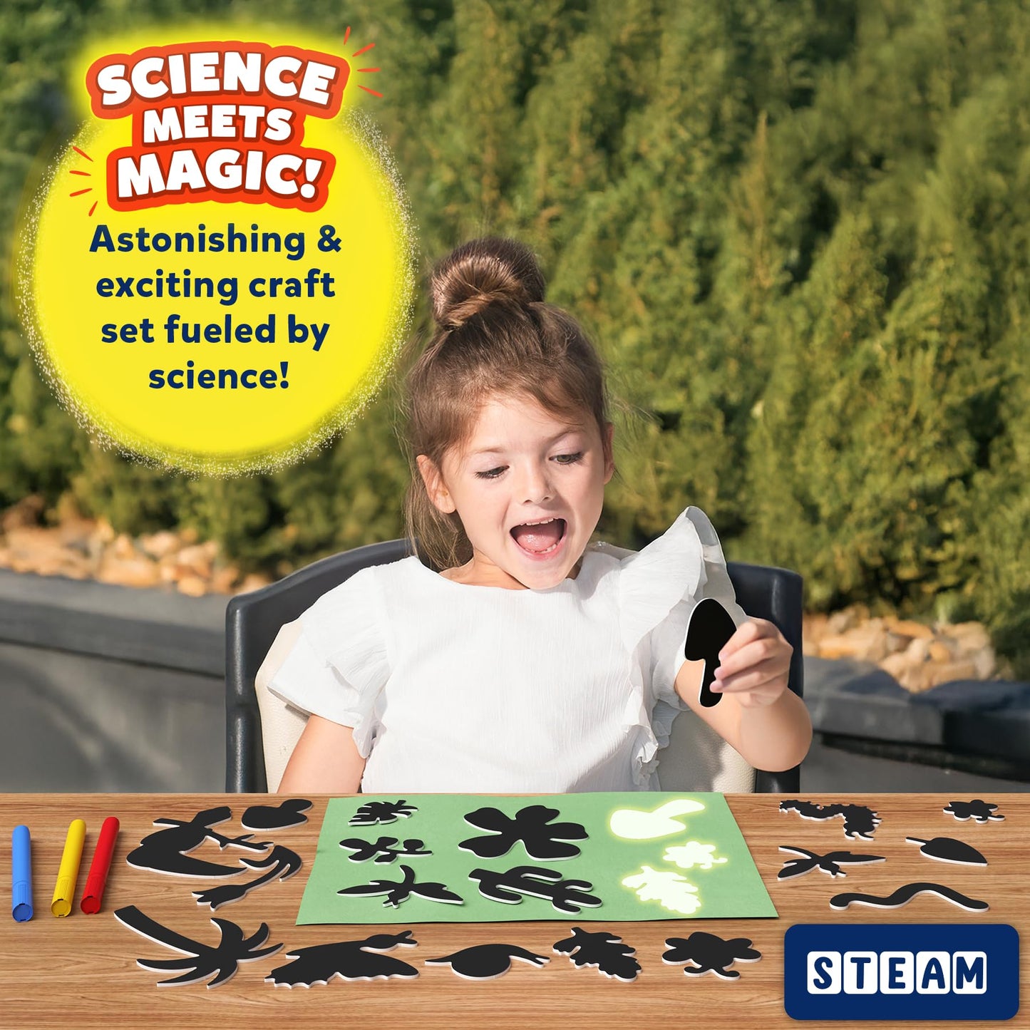 Skillmatics Sun Paper Art Kit - STEM Craft Kit for Kids with Decorative Paper, Stencils & Markers, Create with Sunlight, Mess-Free, Indoor Fun, Gifts for Ages 4, 5, 6, 7, 8, 9, 10, 11, 12