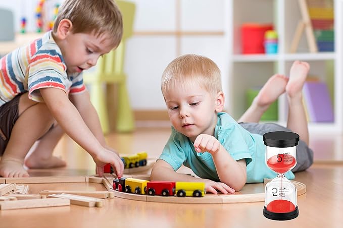 SuLiao Hourglass 5 Minute Sand Timer: Red Sand Clock, Plastic Sand Watch Five Min, Small Reloj De Arena 5 Minutos, Colorful Hour Glass Sandglass for Childs, Games, Classroom, Kitchen, Decoration