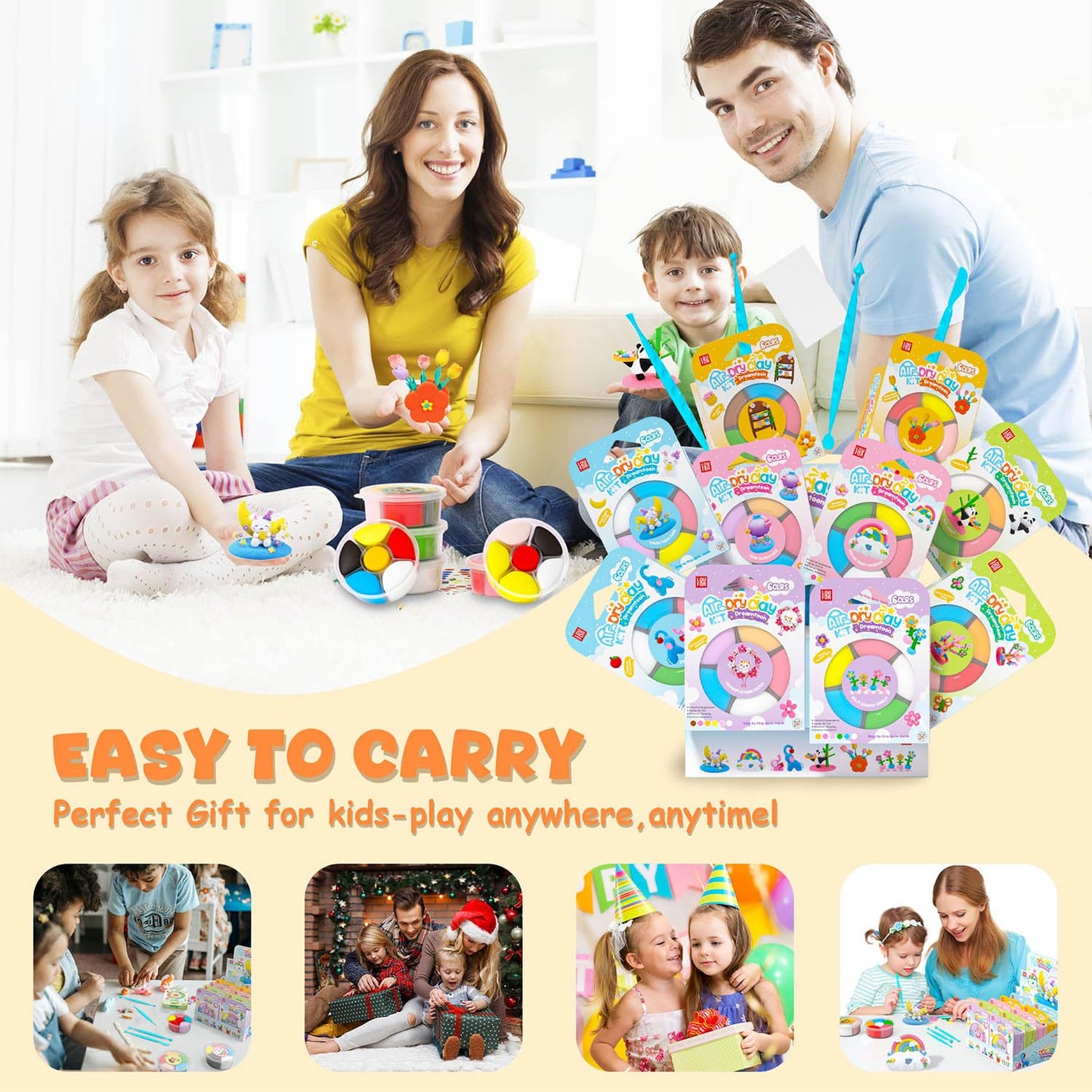 Air Dry Clay Kits - Modeling Clay for Kids, Ultra Light & Soft, Safe & Non-Toxic, 10 Boxes DIY Model Magic Clay 60 Colors with Sculpting Tools Tutorials, Creative Art Crafts Toys Gifts 3+ Years Old
