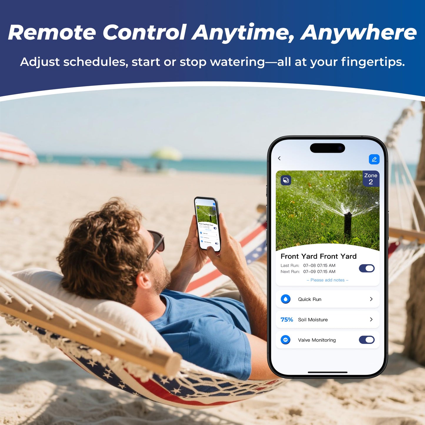 Remo Garden Smart Sprinkler Controller, 8 Zones Wi-Fi Irrigation System, Hyper-Local Weather Intelligence, Automatic Rain Skip, Compatible with Alexa