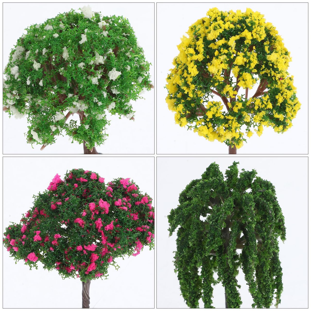Abaodam 4pcs Miniature Tree Realistic DIY Micro Landscape Model for Dollhouse Train Scenery Lifelike Decoration for Gardens Flower Beds and Miniature Projects