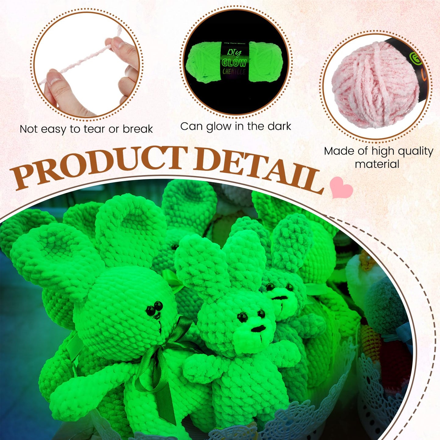 Fanfanwin 5 Rolls Glow in the Dark Yarn Fluffy Chenille Yarn for Crocheting & Knitting Glow Sewing Projects Fun Birthday DIY Gifts for Beginners Women 382 Yd/ 350 M Total(Fresh Colors)