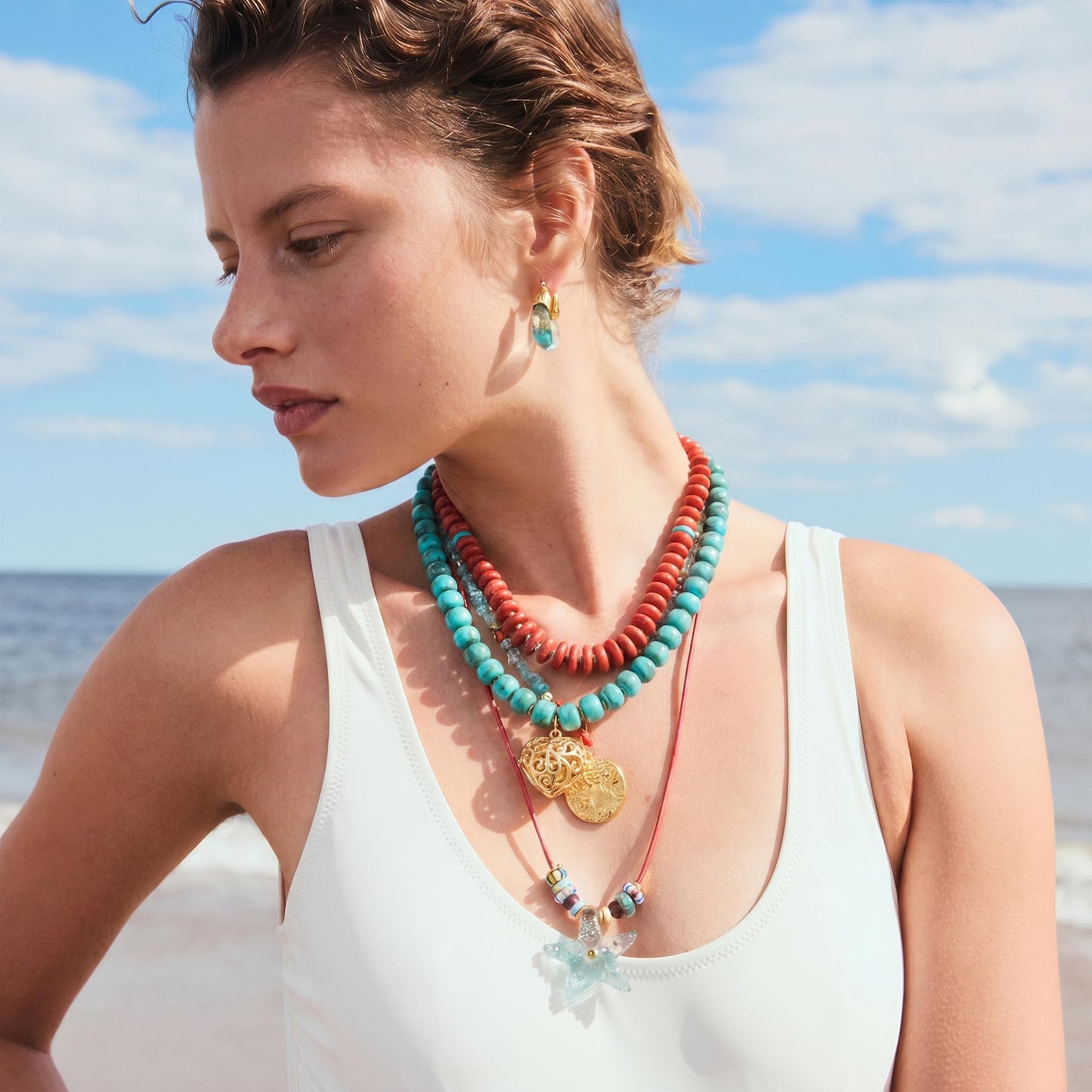 MIUSISHIYU Colorful Chunky Essential Oil Diffuser Necklace Boho Heart Locket for Aromatherapy Hypoallergenic Statement Jewelry Gift for Women