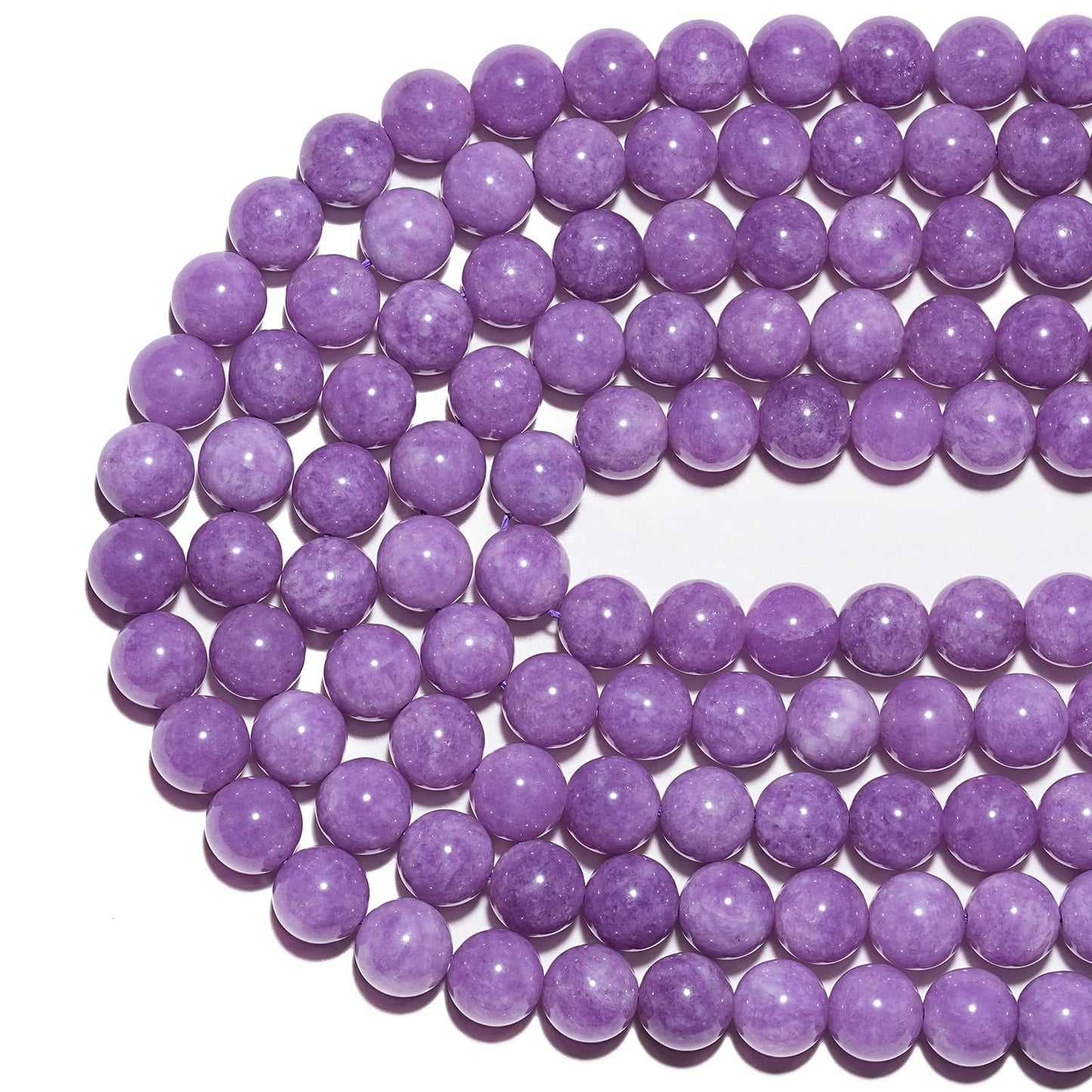 10mm Natural Lavender Purple Chalcedony Gemstone Beads Polished Round Smooth Stone Beads for Bracelets Jewelry Making 15inch Loose Beads