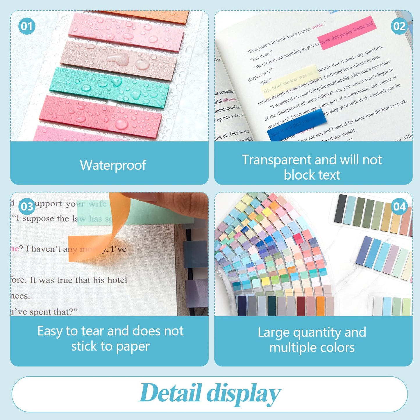 ReliThick 4400 Pcs Writable Sticky Tabs, 22 Colors Book Notes for Annotating Books, Self-Adhesive Index Tabs for Bible, Planner, Notebook, School & Office Supplies