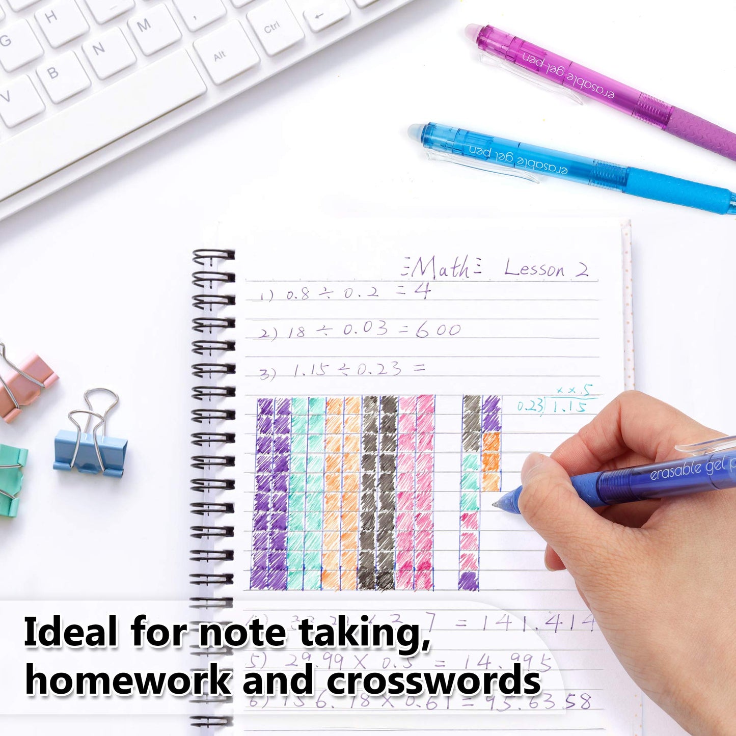 Vanstek 22 Colors Retractable Erasable Gel Pens Clicker, Fine Point(0.7), Make Mistakes Disappear, Premium Comfort Grip for Drawing Writing Planner and Crossword Puzzles