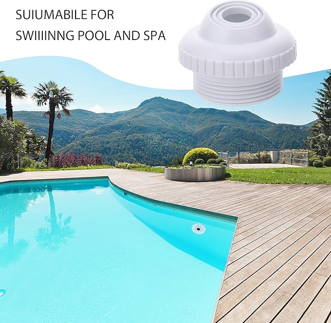 2 Pieces Pool Jet Nozzles, 1/2" Directional Flow Eyeball Inlet Jet, Swimming Pool Return Jet Replacement Parts Fittings Spa with 1-1/2 Inch MIP Thread Pool Accessories for Cleaning White 0.5"