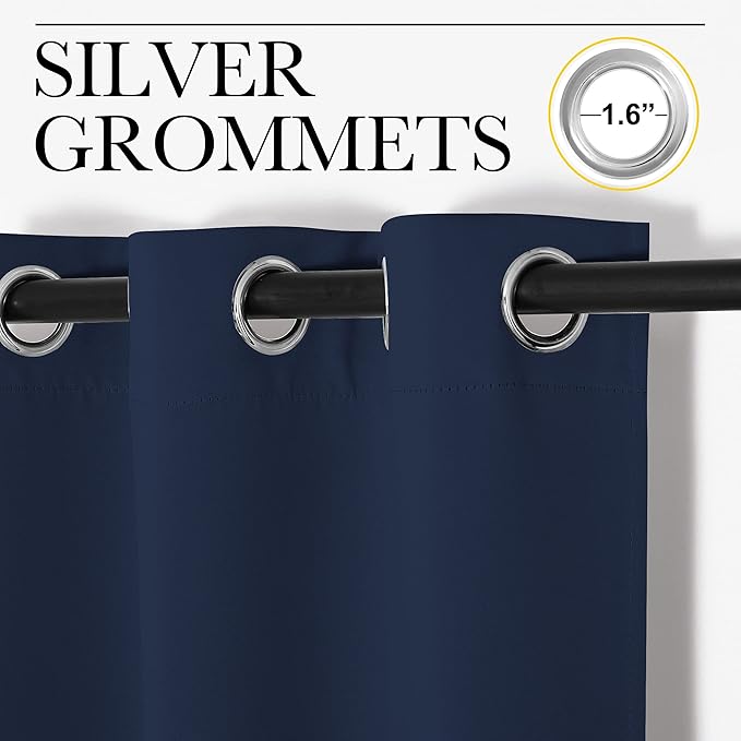 NICETOWN Blackout Curtain Panels for Bedroom, Navy, 2 Panels, W29 x L36-inch, Thermal Insulated Grommet Top Blackout Draperies and Drapes for Basement