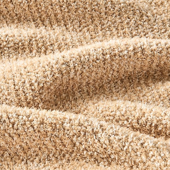 CozeCube Melange Blanket, Ultra Soft Khaki Tan and White Throw Blanket, Warm Cozy Knit Fuzzy Plush Reversible Throw for Couch Bed Sofa, 50"x60"