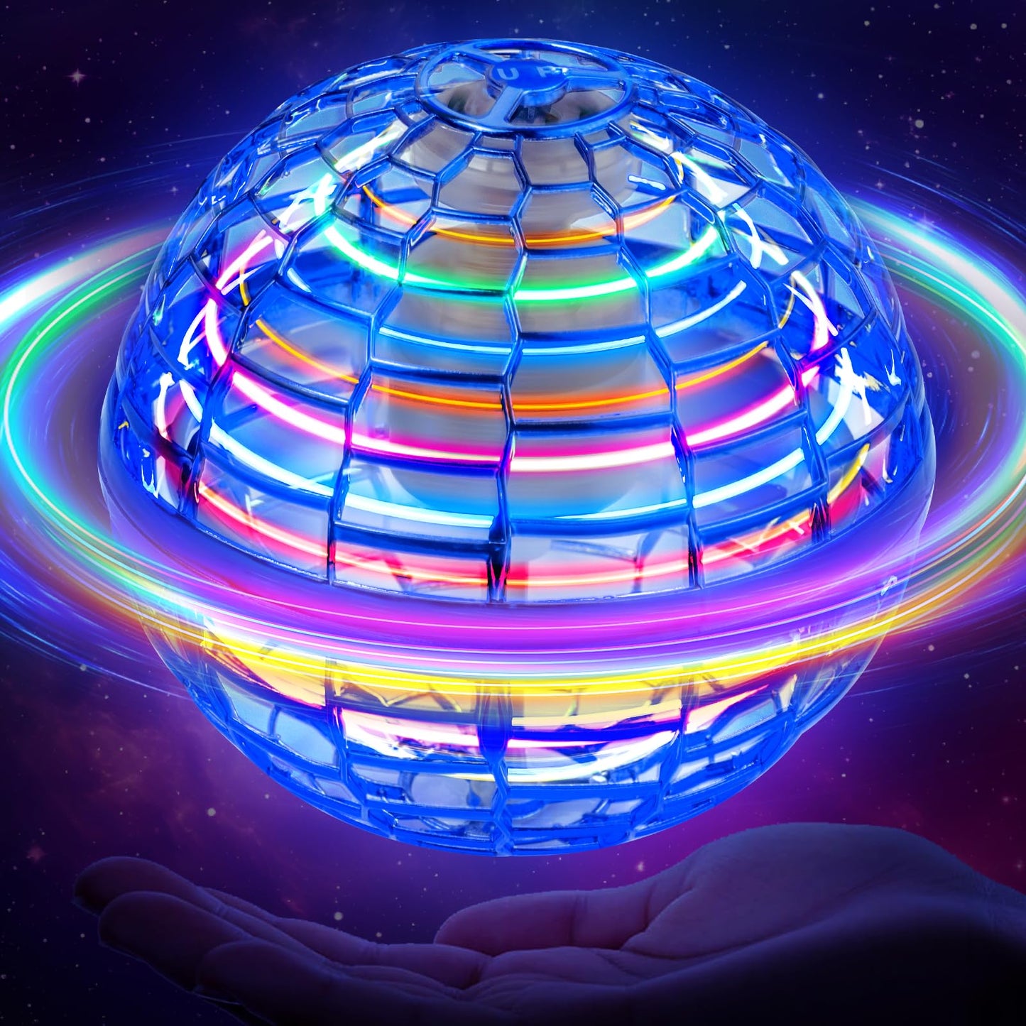 WHATOOK Flying Orb Toy: 2026 Upgraded Boomerang Ball, Hover Orb, Cosmic Globe Flying Spinner, Hand Controlled Mini Drone Ball, Cool Toys for 6-10+ Years Old Boys & Girls, Blue