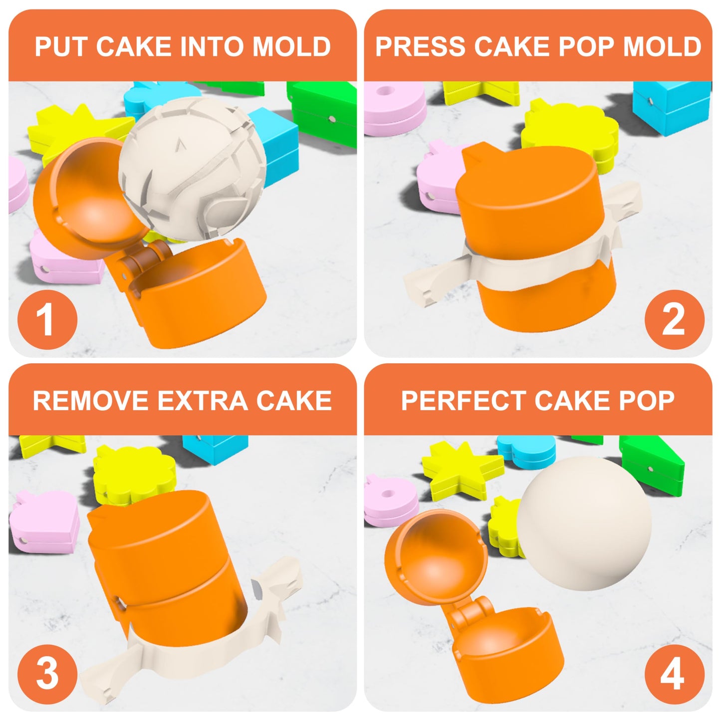 Hokkieam 10 PCS Cake Pop Molds Shapes Press Set, Plastic Cake Pop Mold Press with Multiple Shapes, Cake Pop Tools for Baking, Parties, Weddings, Birthdays & Celebrations