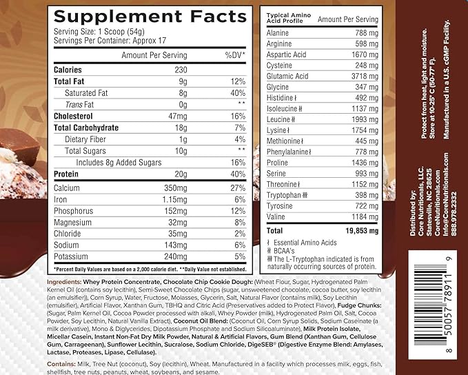 Core Nutritionals Pudd'n, Instant Protein Pudding Mix, Authentic Moose Tracks Food Inclusions, 20G Protein, 17 Servings (Cookie Dough Moose Tracks, 2 lb)