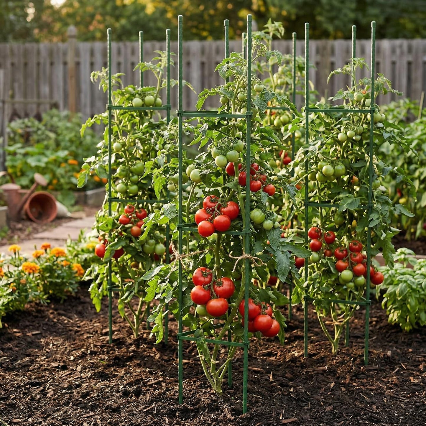 G-LEAF 6 Pack 6ft Tomato Cage for Garden Plant Support, Garden Stakes Tomato Cage, Tomato Cages Plant Stakes for Climbing Plants