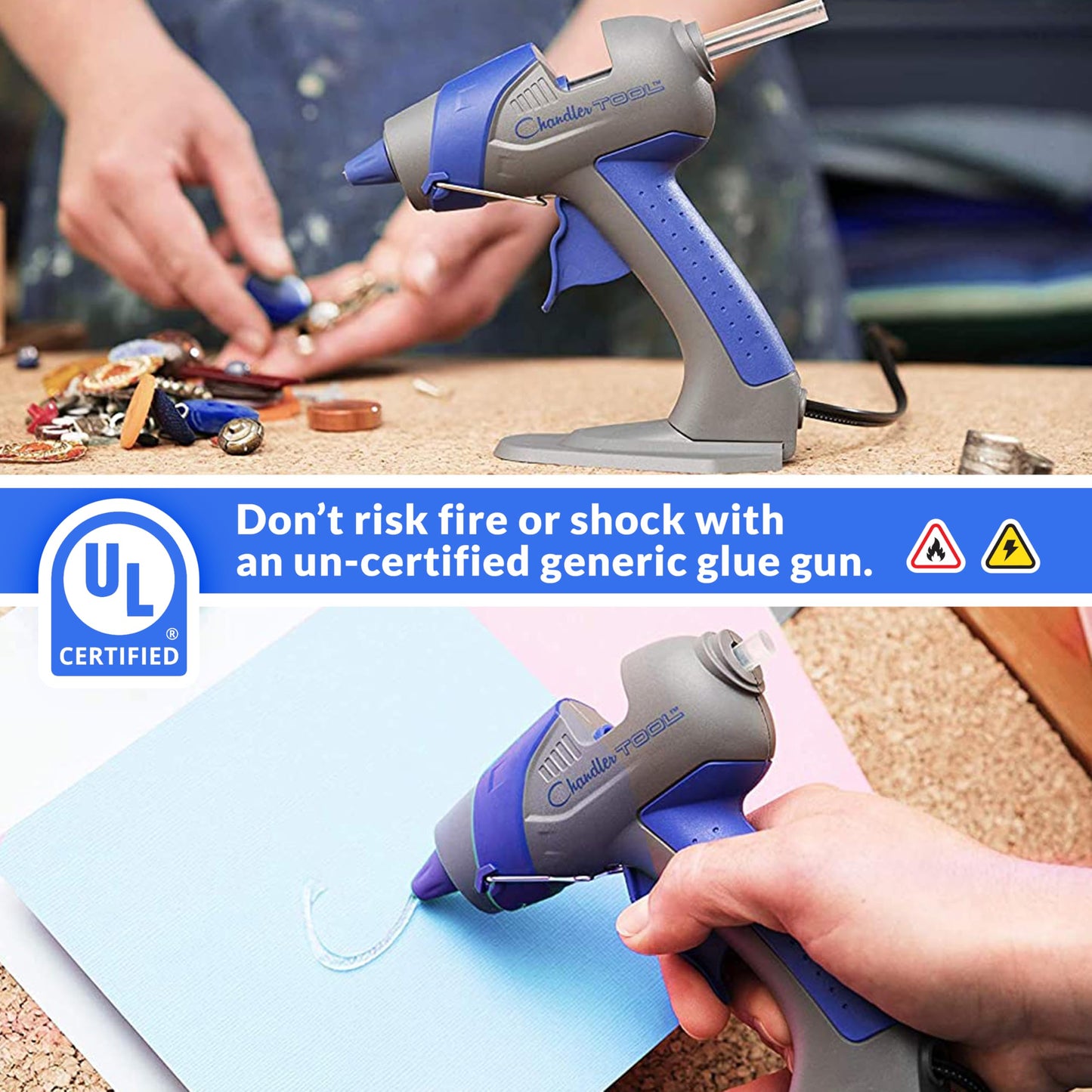 Chandler Tool Mini Hot Glue Gun And Sticks Set for Crafts and DIY Pistola De Silicona Caliente Inalambrica Complete Hot Glue Gun Kit With Glue Sticks (Blue)