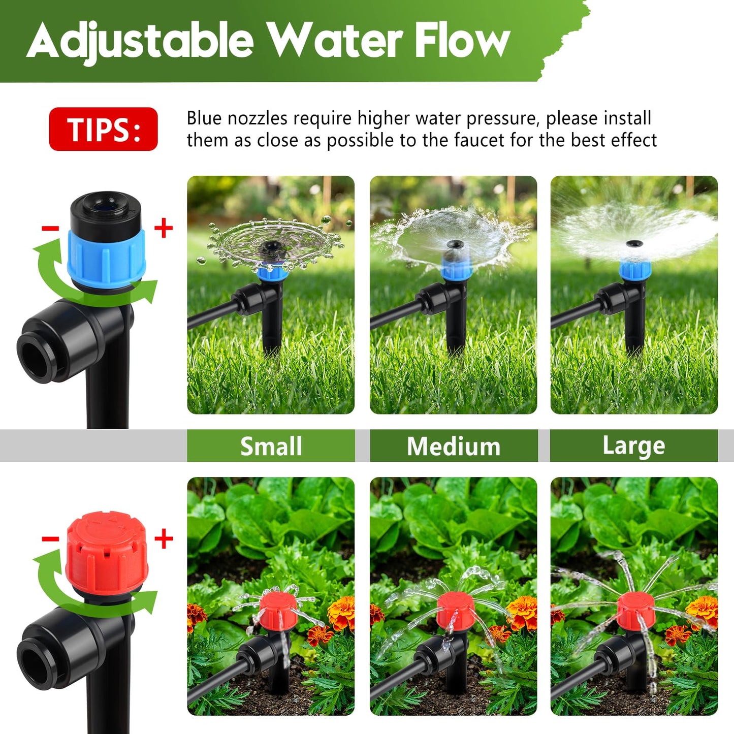 240FT Drip Irrigation System for Garden, 2026 Upgraded Quick-Connect Automatic Garden Watering System with 1/2" & 1/4" Tubing and Adjustable Nozzle Emitters for Greenhouse, Yard, Lawn, Raised Bed