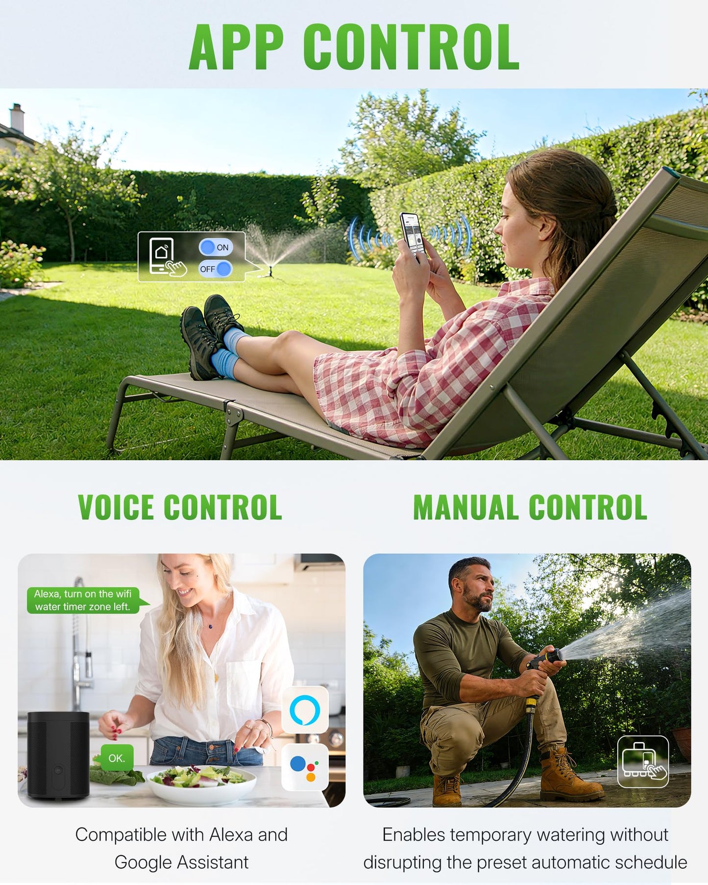 WILAWELS WiFi Water Timer for Garden Hose, Sprinkler Timer 4 Zone, Smart Hose Water with WiFi Irrigation Controller,Voice Control RF433 Automatic Irrigation System/Rain Delay/Manual Watering D34WT06