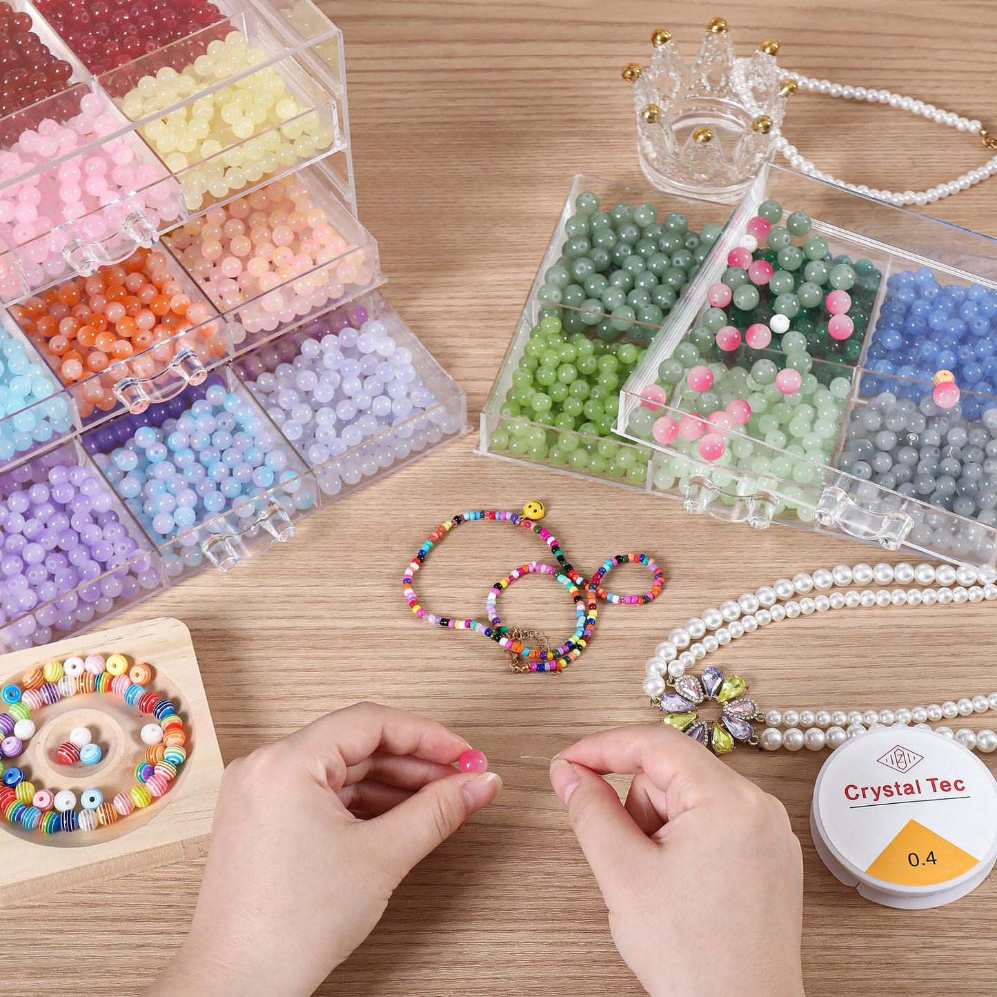 CLUQMEIK 5-Tier Large Bead Organizer Box, Acrylic Jewelry Storage Bead Containers with 5 Drawers, Suitable for Bracelet Making DIY Storing Beads Jewelry Rock Buttons.
